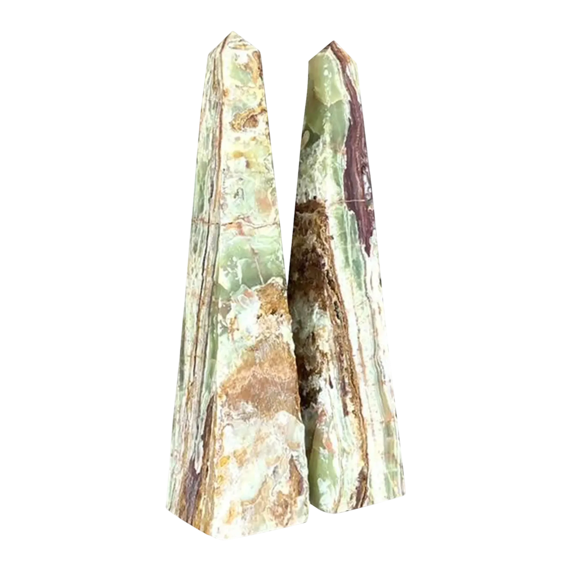 Vintage Boho Distressed Opal Obelisks - a Pair