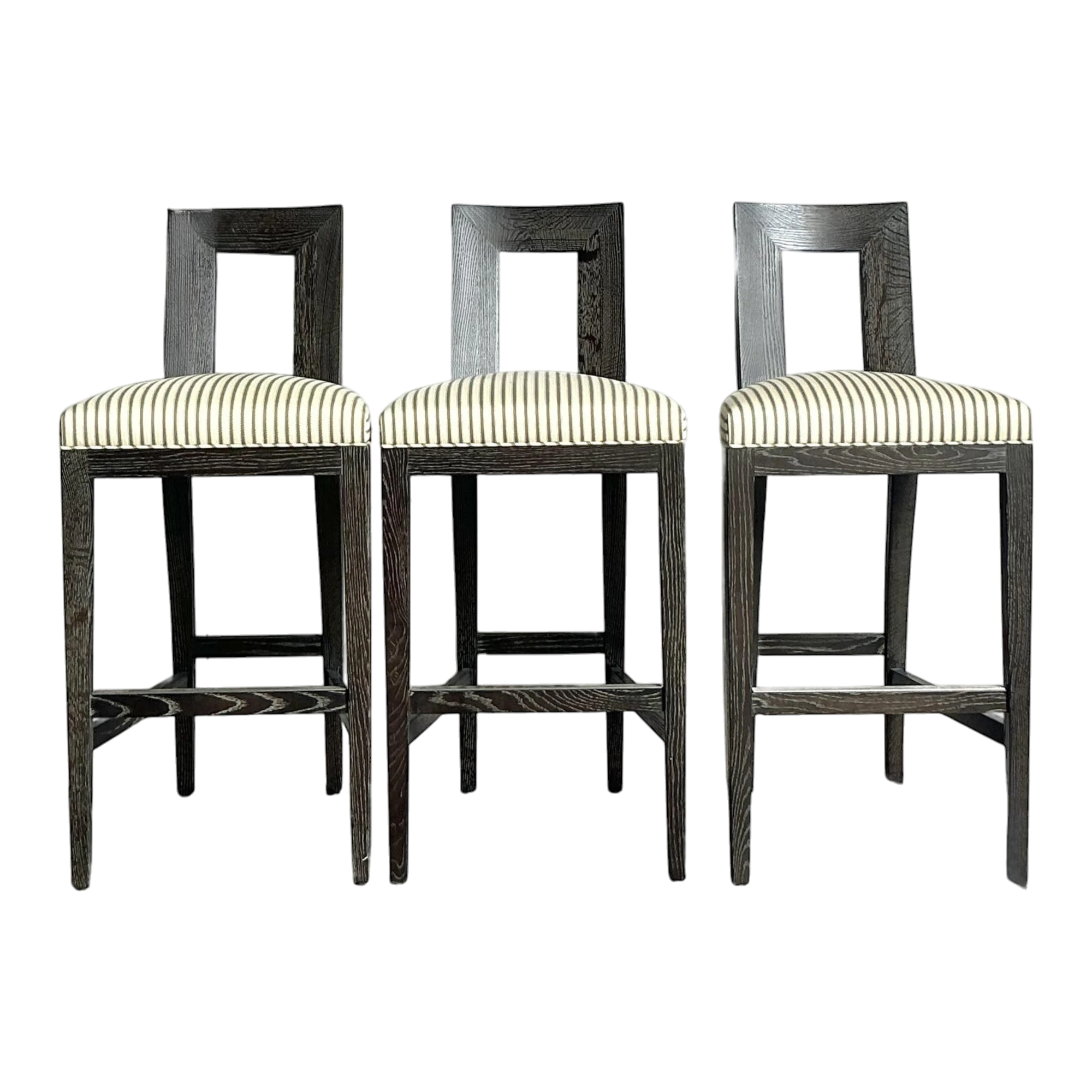 Vintage Boho Donghia Cerused “Margarita” Bar Stools - Set of 3