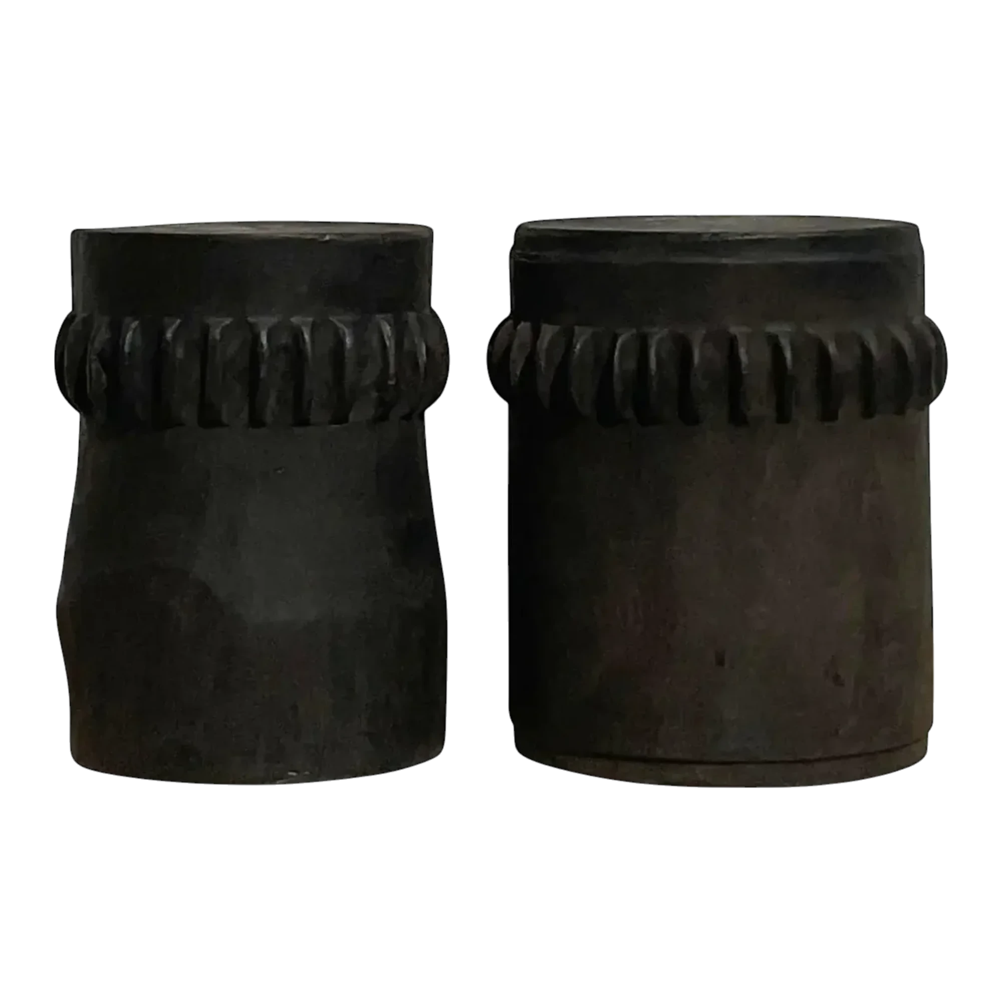 Vintage Boho Ebony Paddle Stump Low Stools - A Pair — additional photo 1