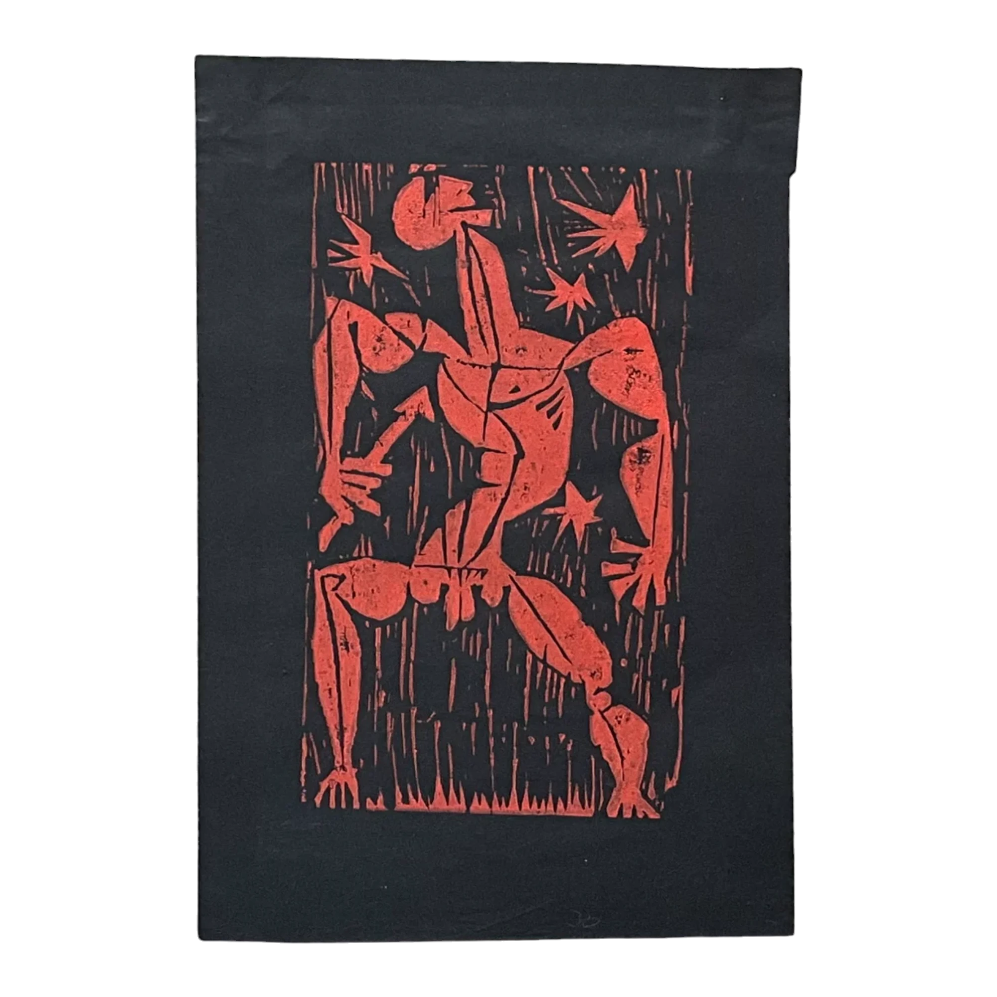 Vintage Boho Edward Marecak Woodcut