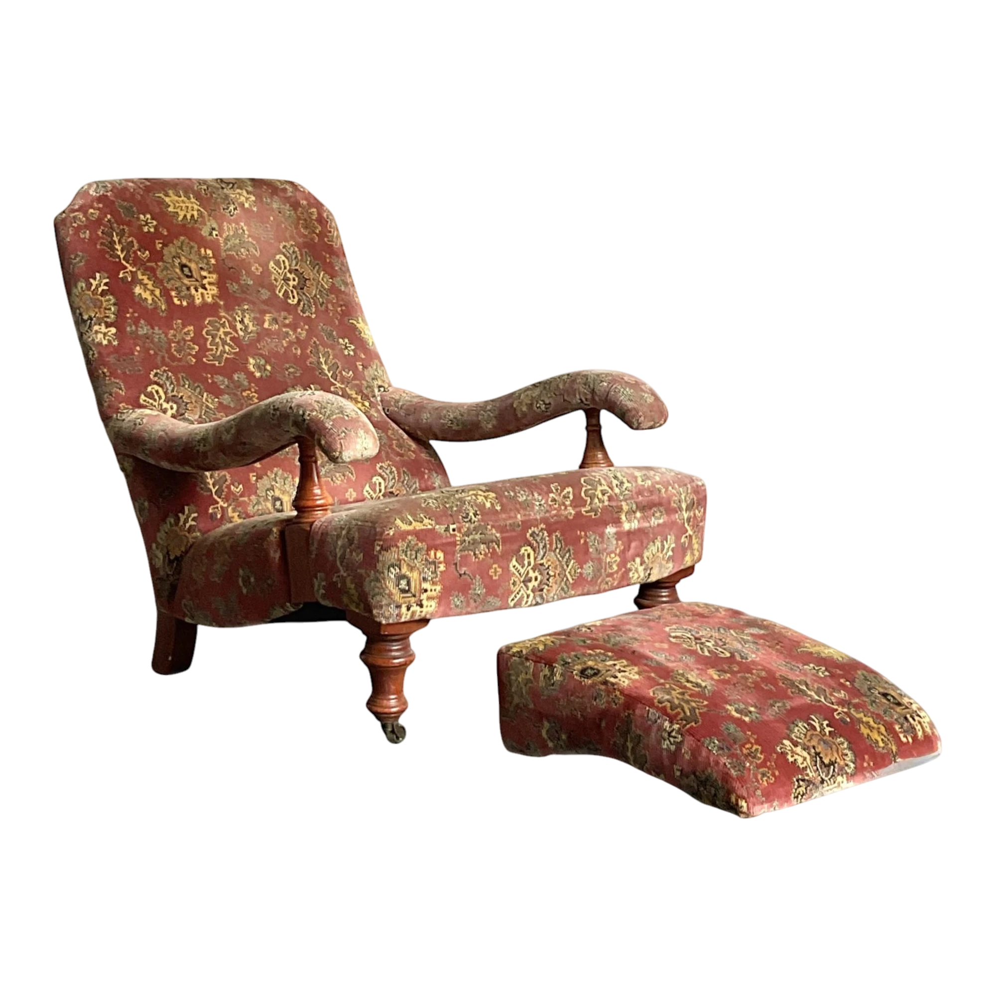 Vintage Boho Edwardian Steamer Chair and Foot Rest