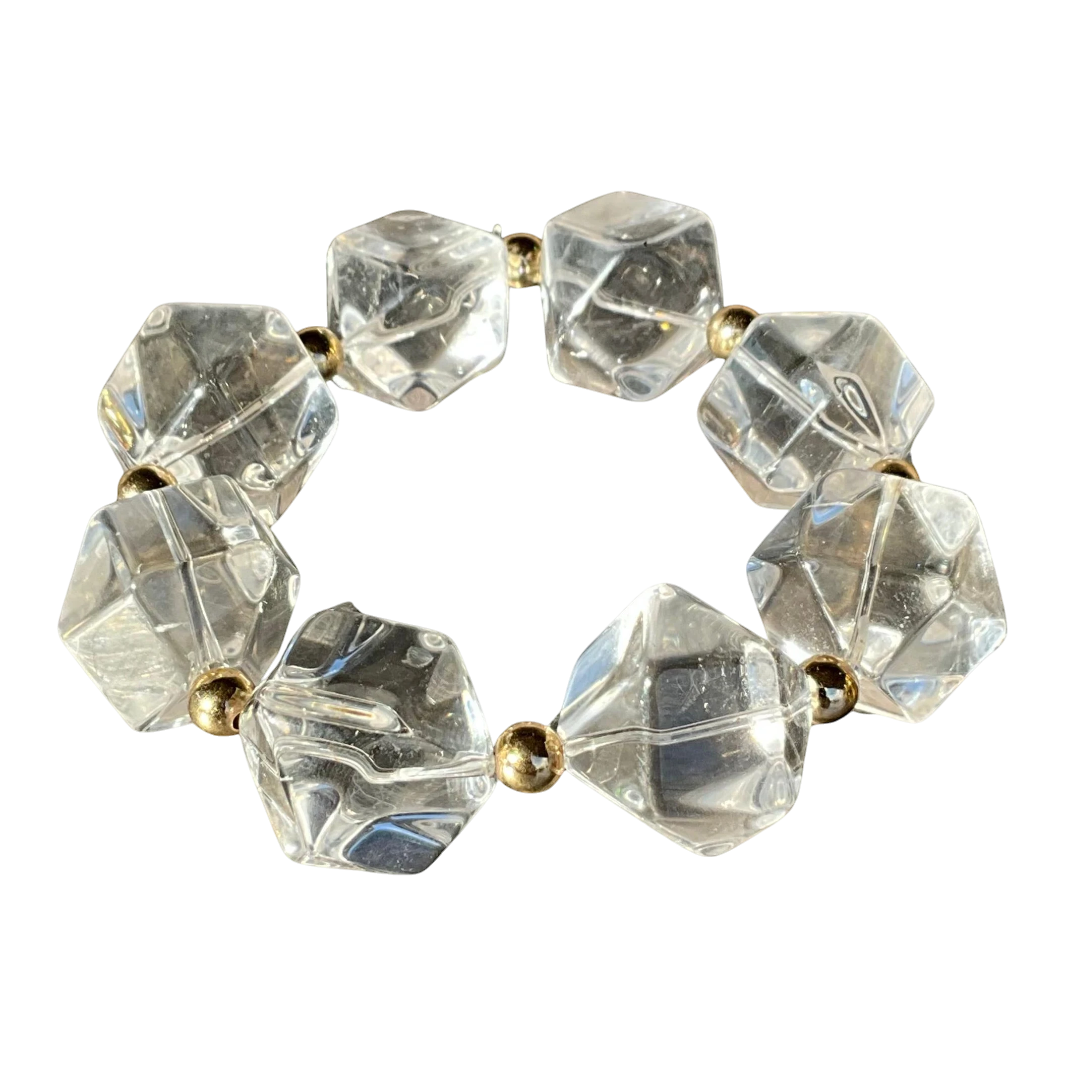 Vintage Boho Faceted Crystal Lucite Beaded Stretch Bracelet