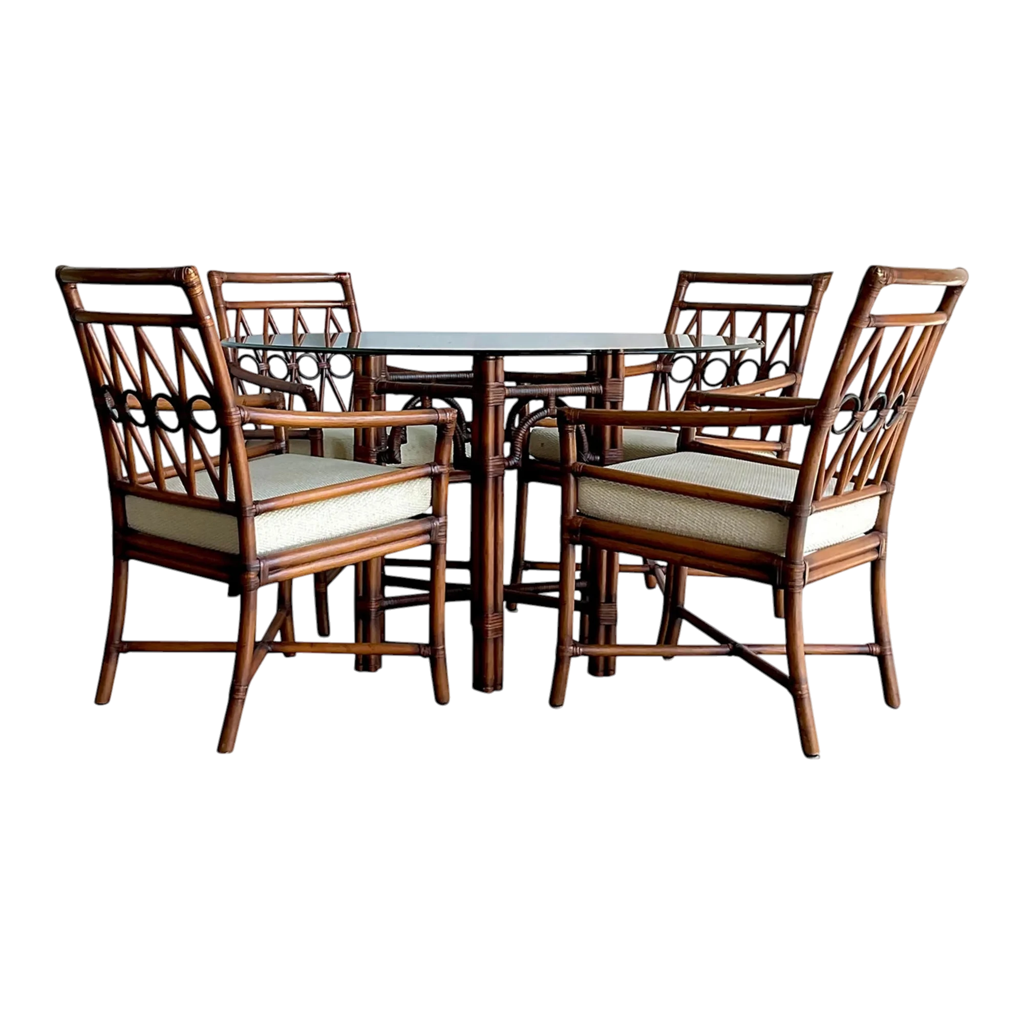 Vintage Boho Ficks Reed Rattan Loop Back Dining Set of 5 — additional photo 1