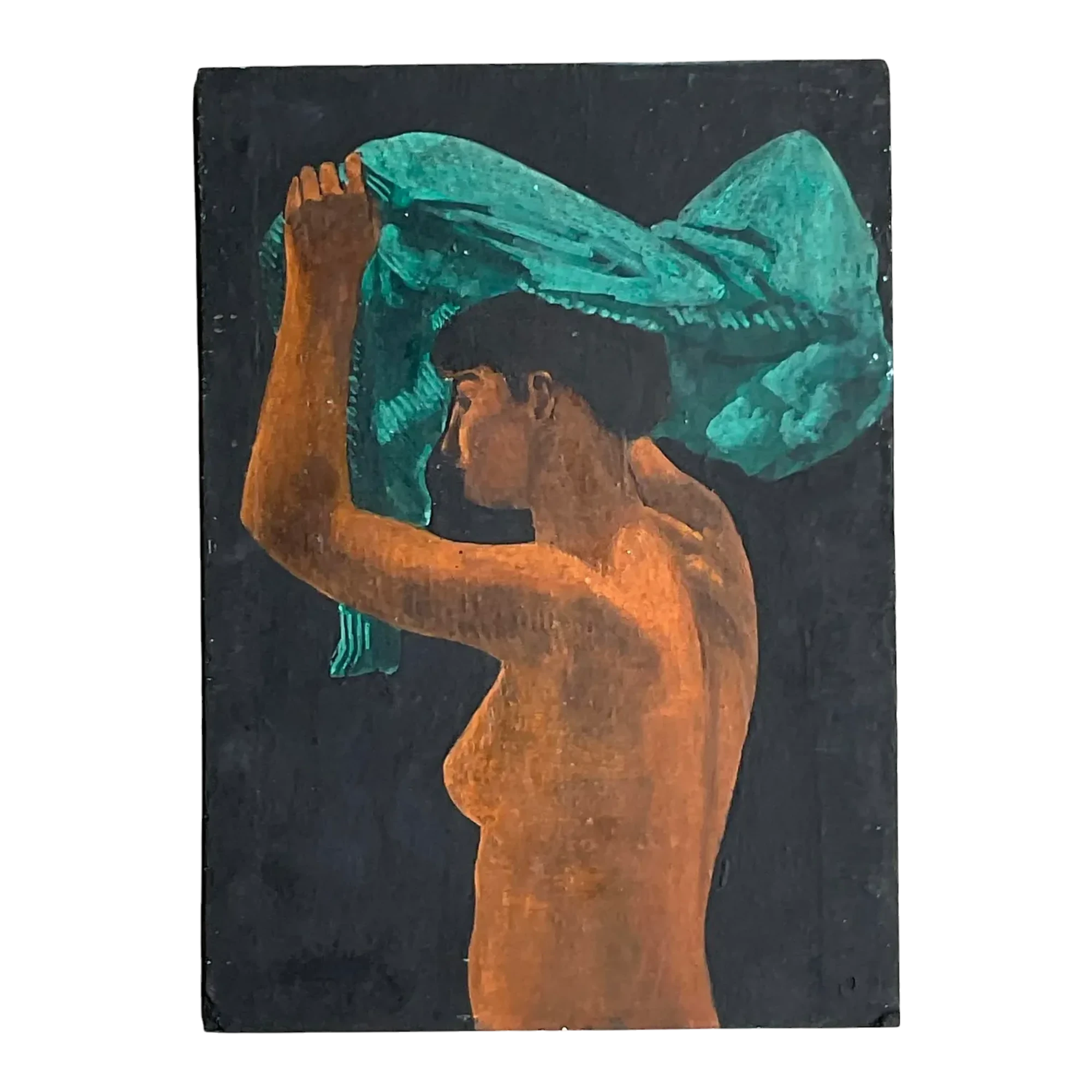 Vintage Boho Figural Oil Painting on Board