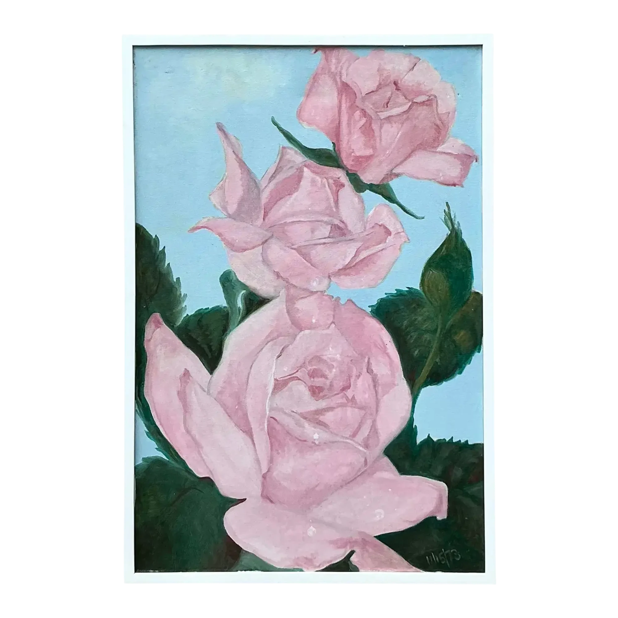 Vintage Boho Floral Original Oil Painting on Canvas