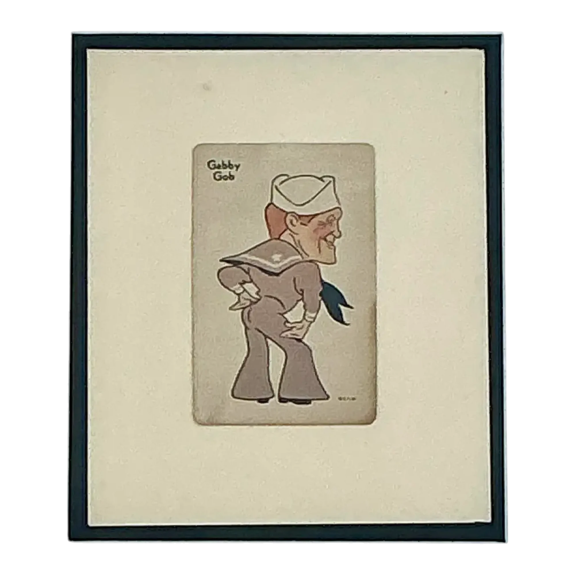 Vintage Boho Framed 1938 Old Maid Playing Card
