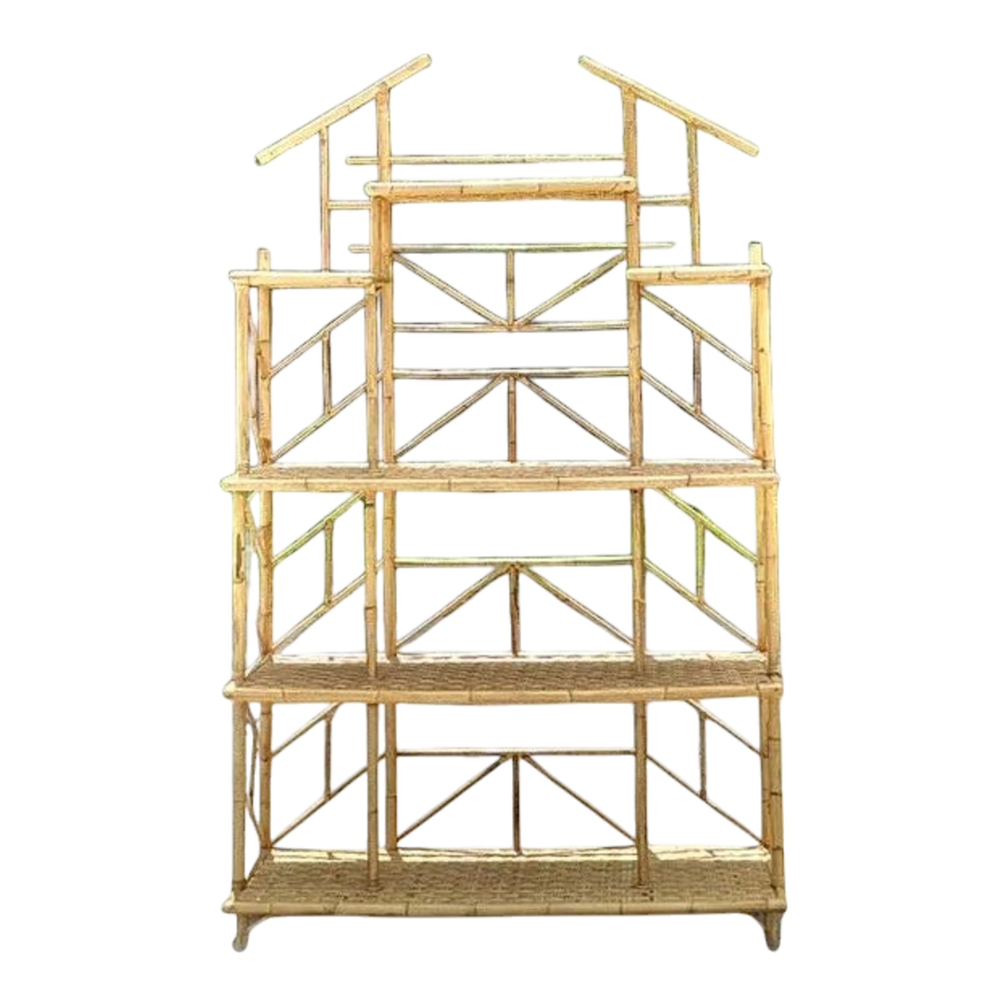 Vintage Boho French Bamboo Etagere