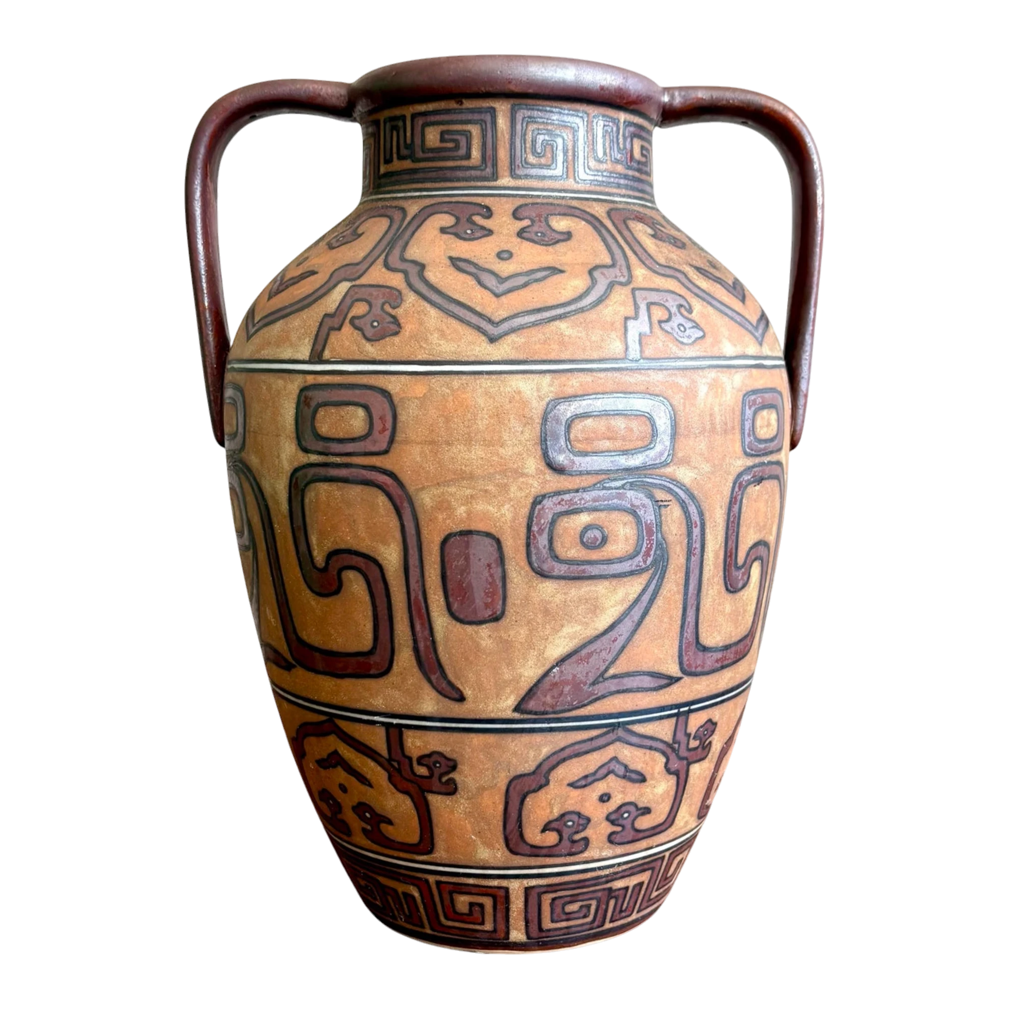Vintage Boho Geometric Terracotta Jug
