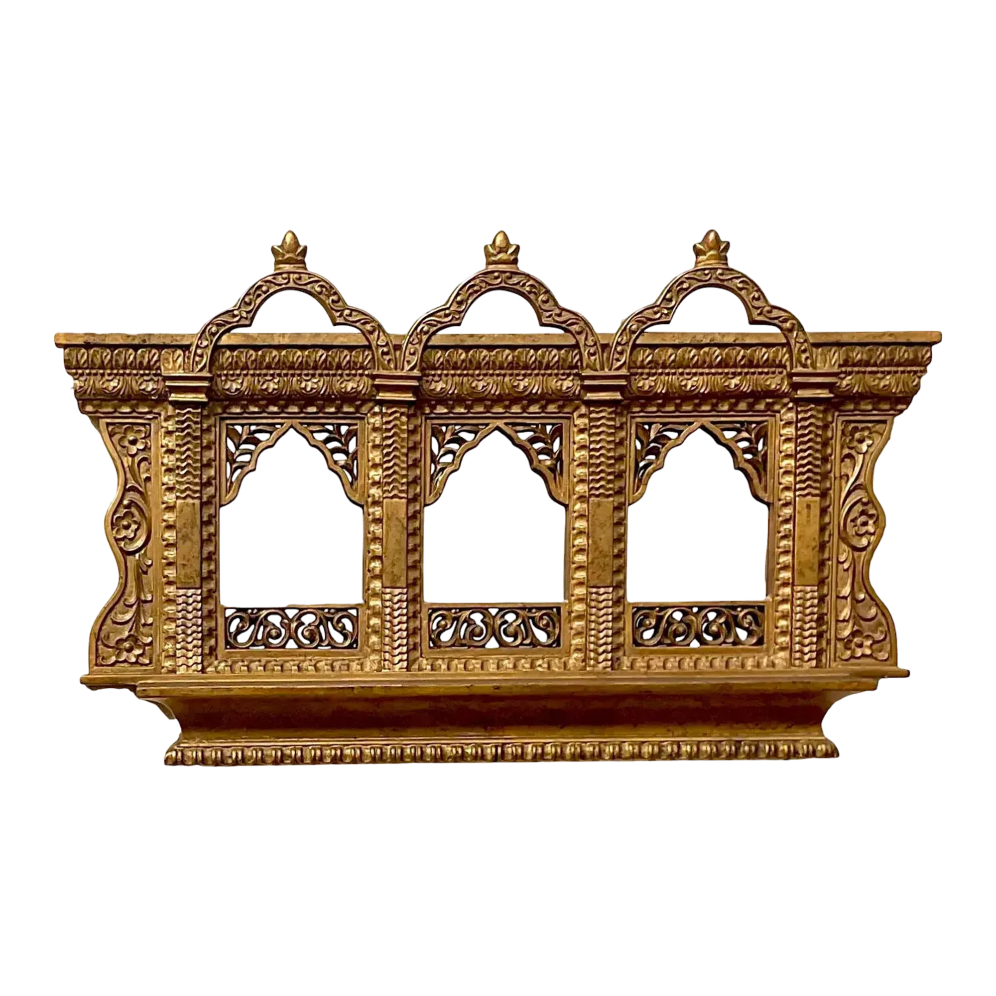 Vintage Boho Gilt Temple Wall Mirror