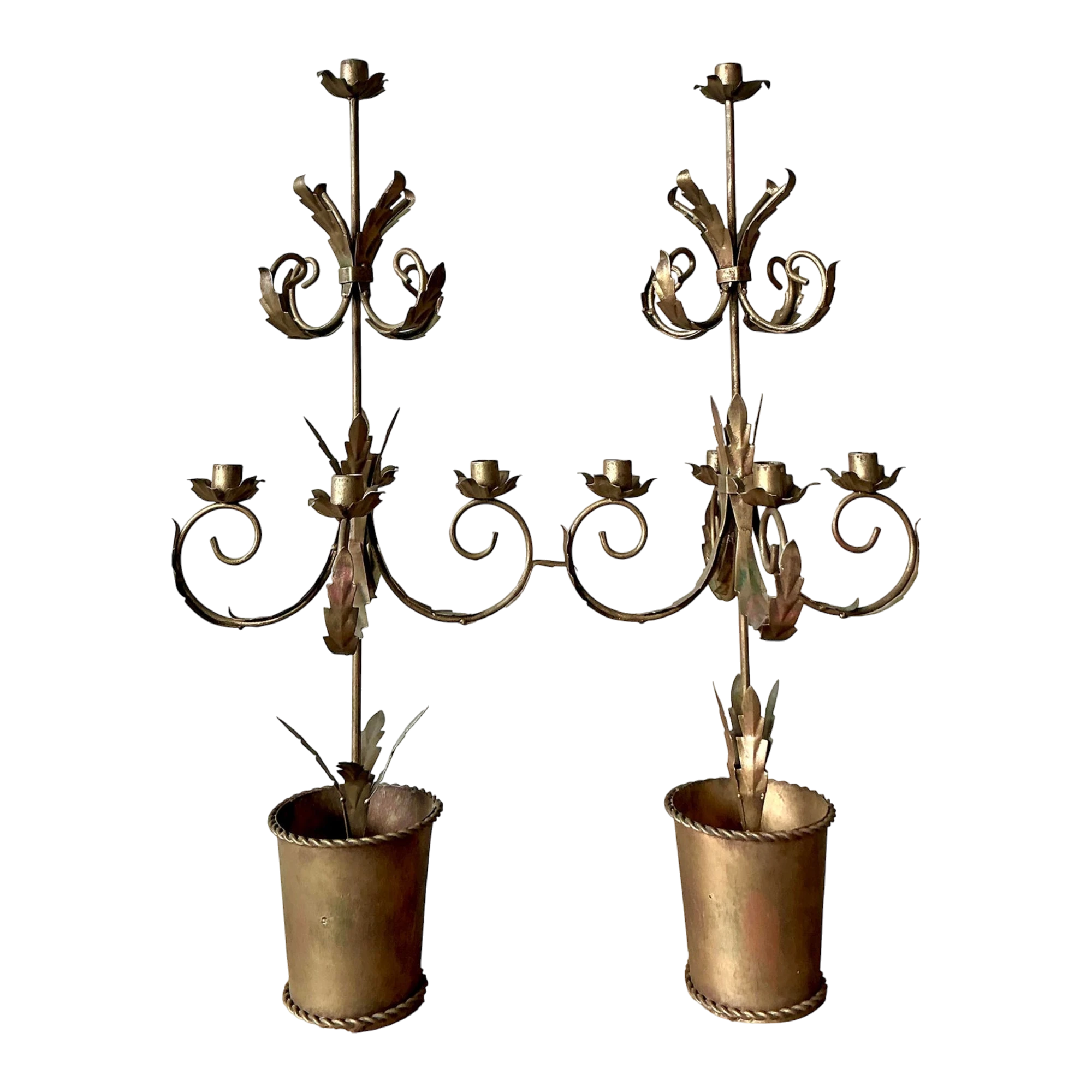 Vintage Boho Gilt Tipped Candelabras - A Pair