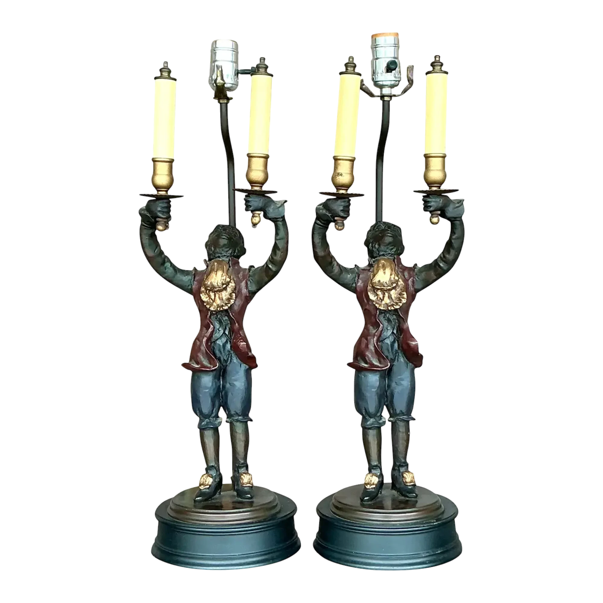 Vintage Boho Gilt Tipped Monkey Lamps - a Pair