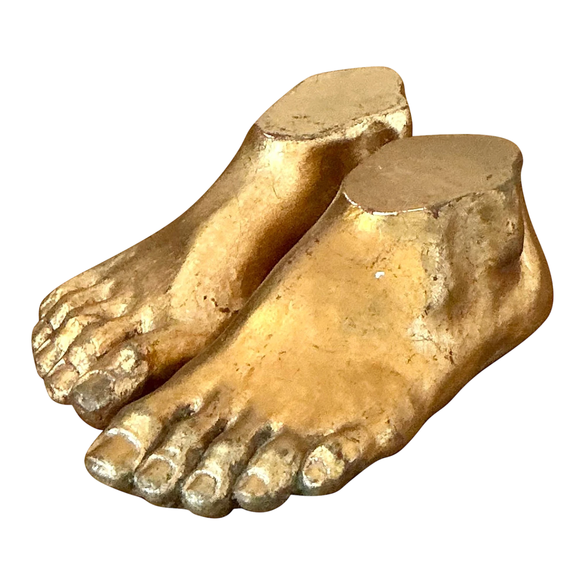 Vintage Boho Gilt Tipped Plaster Feet - Set of 2