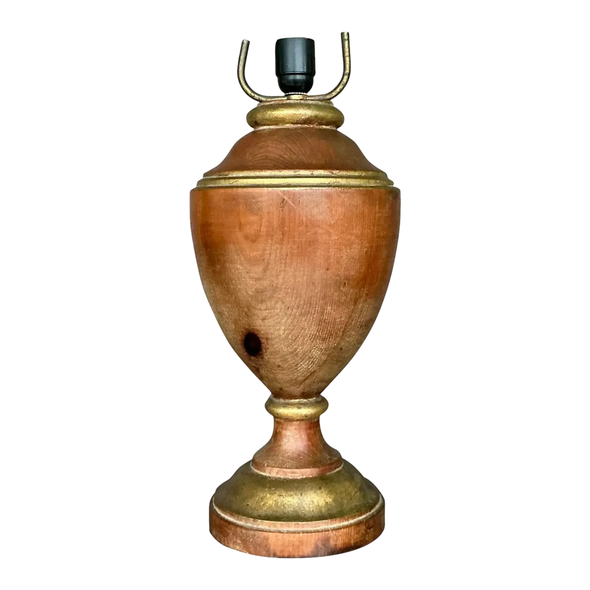 Vintage Boho Gilt Tipped Turned Wood Lamp