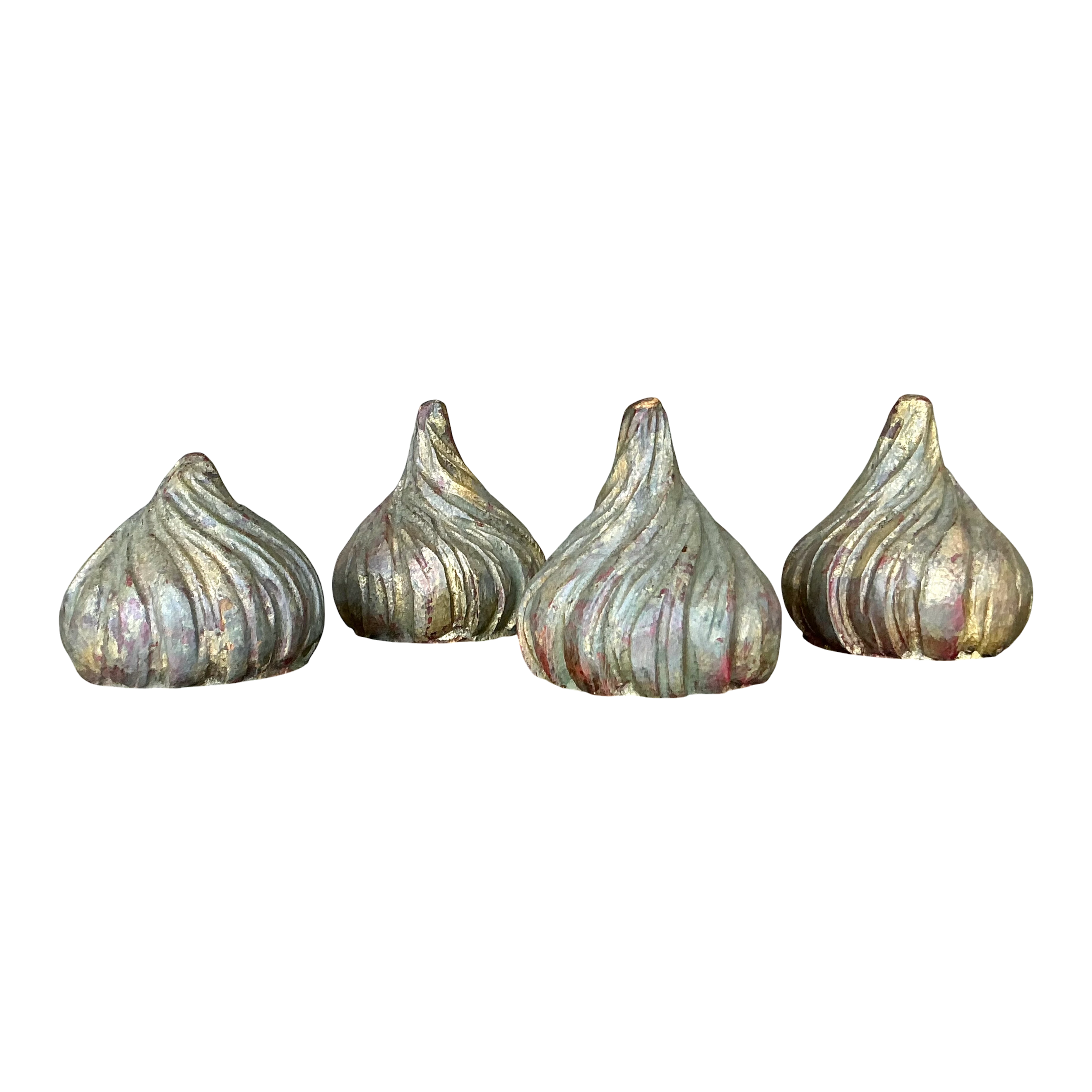 Vintage Boho Gilt Tipped Wood Spires - Set Of 4