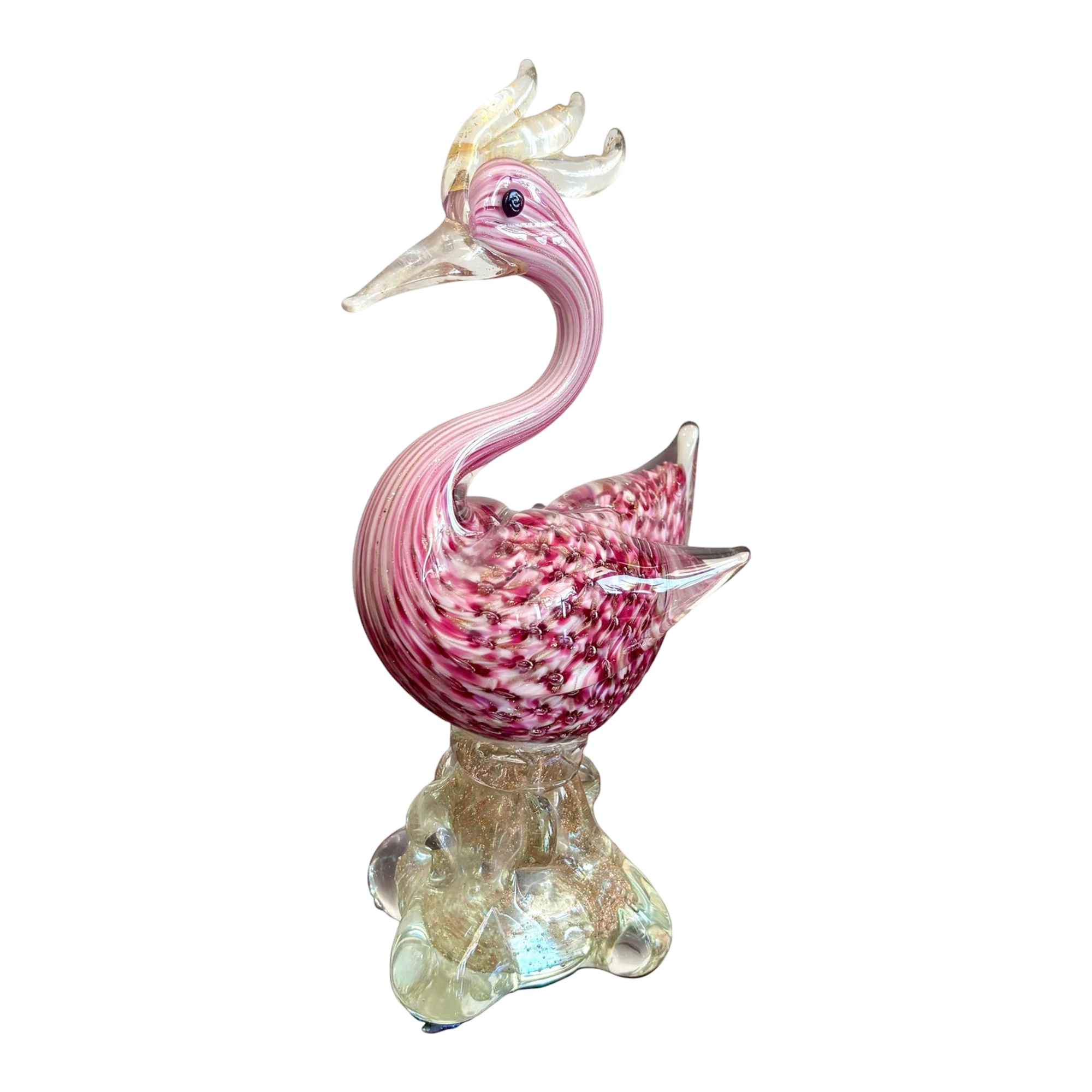 Vintage Boho Glass Bird Sculpture After Murano