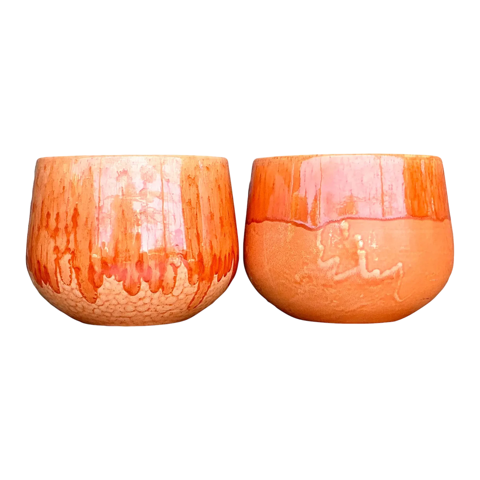 Vintage Boho Glazed Ceramic Bowls - Set of 2