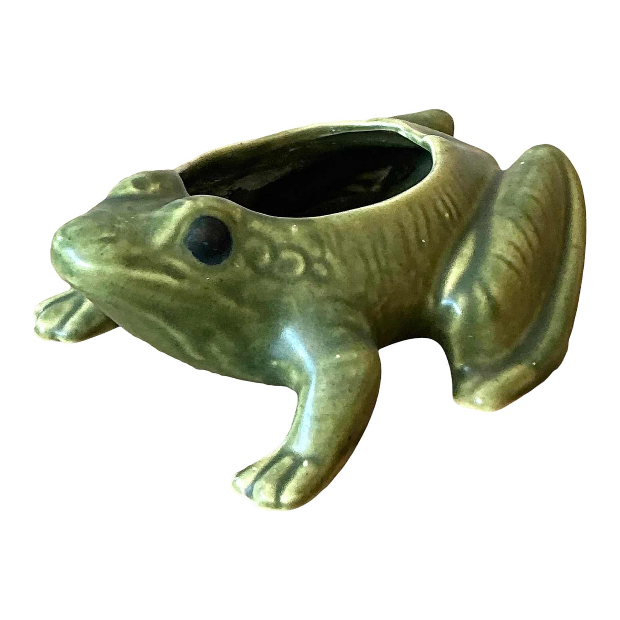 Vintage Boho Glazed Ceramic Frog Planter
