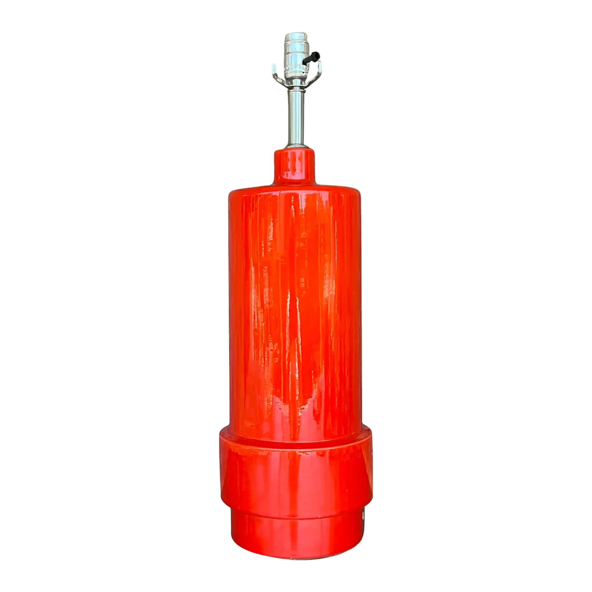 Vintage Boho Glazed Ceramic Lamp - Ceramic, 7.75W x 24.75H