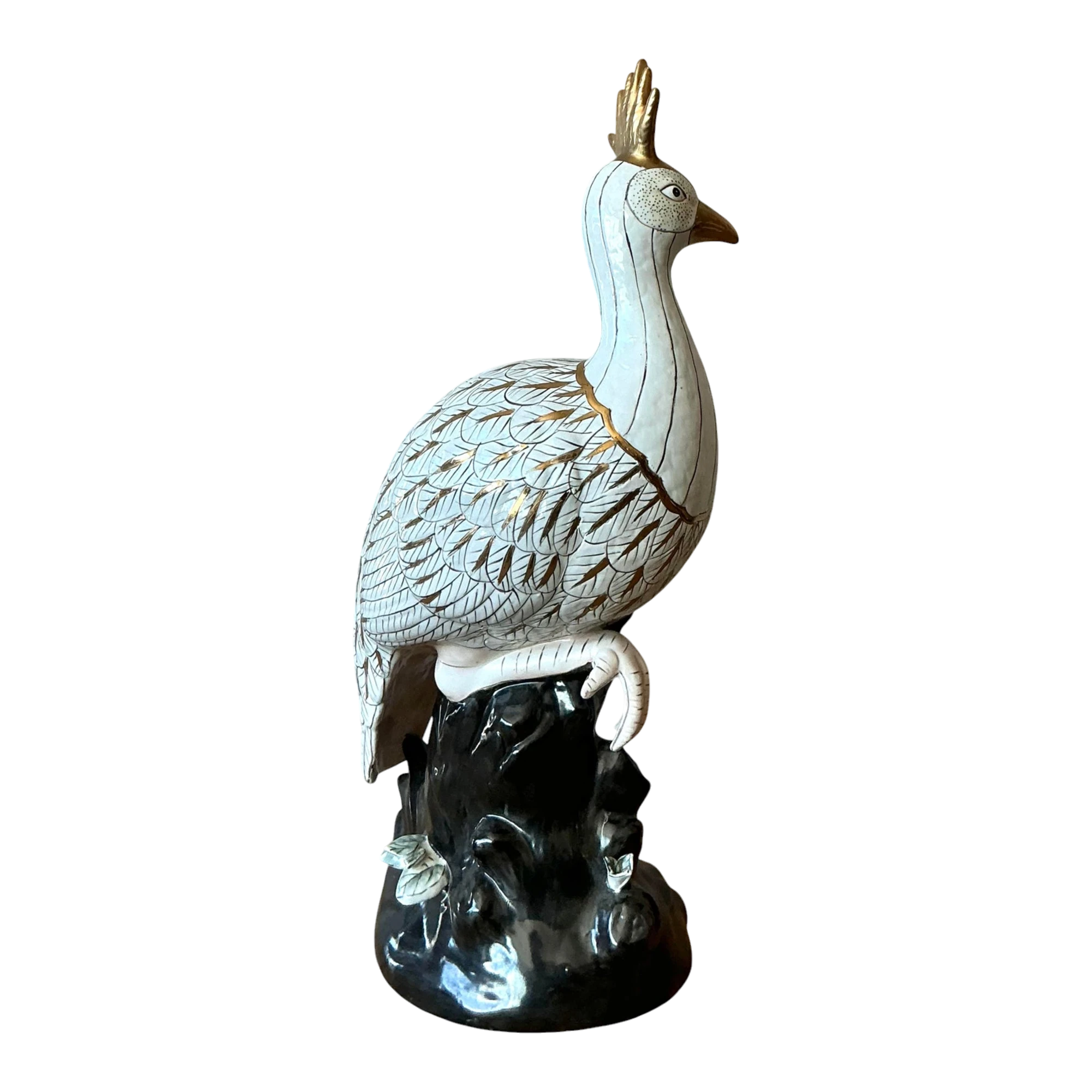Vintage Boho Glazed Ceramic Peacock
