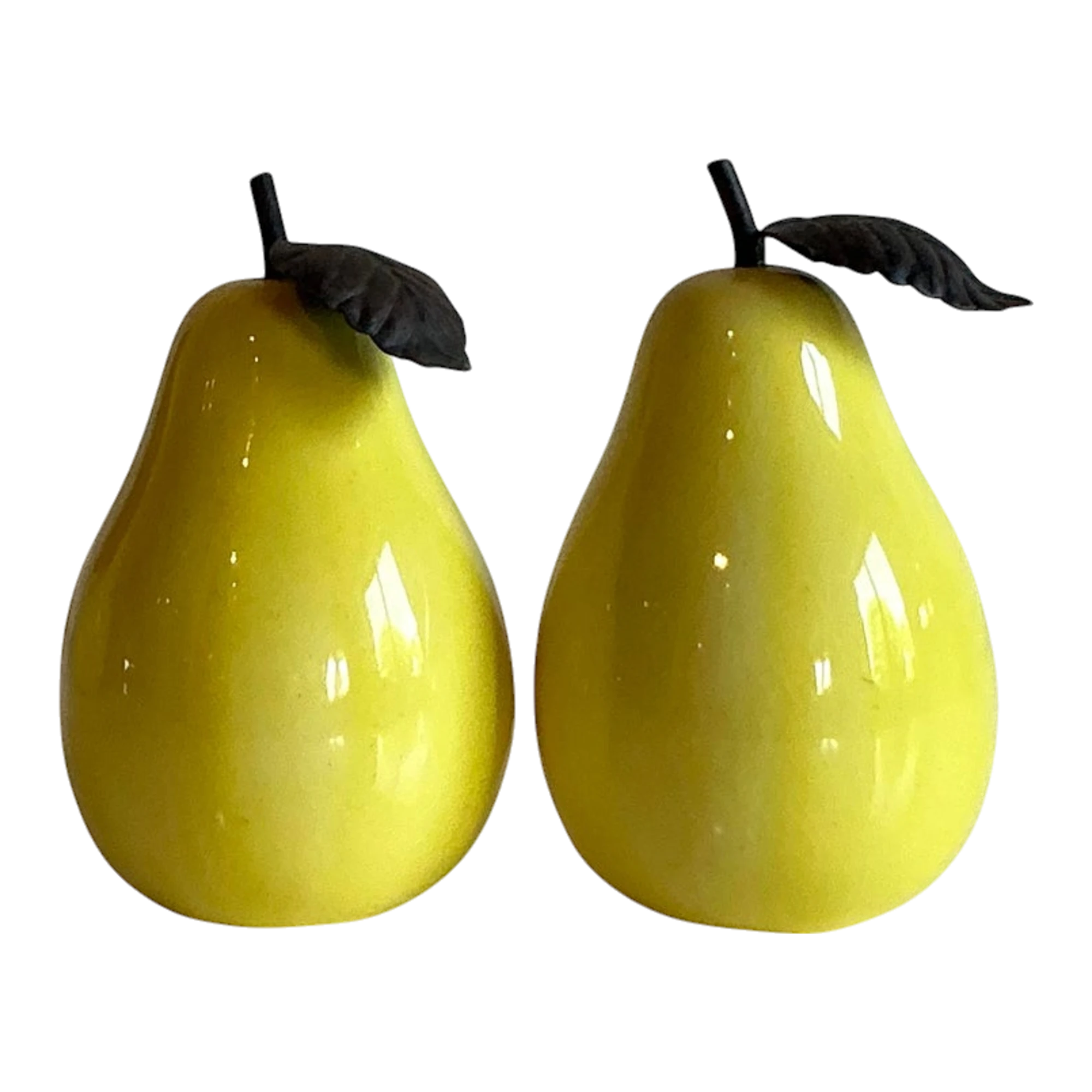 Vintage Boho Glazed Ceramic Pears - Set of 2