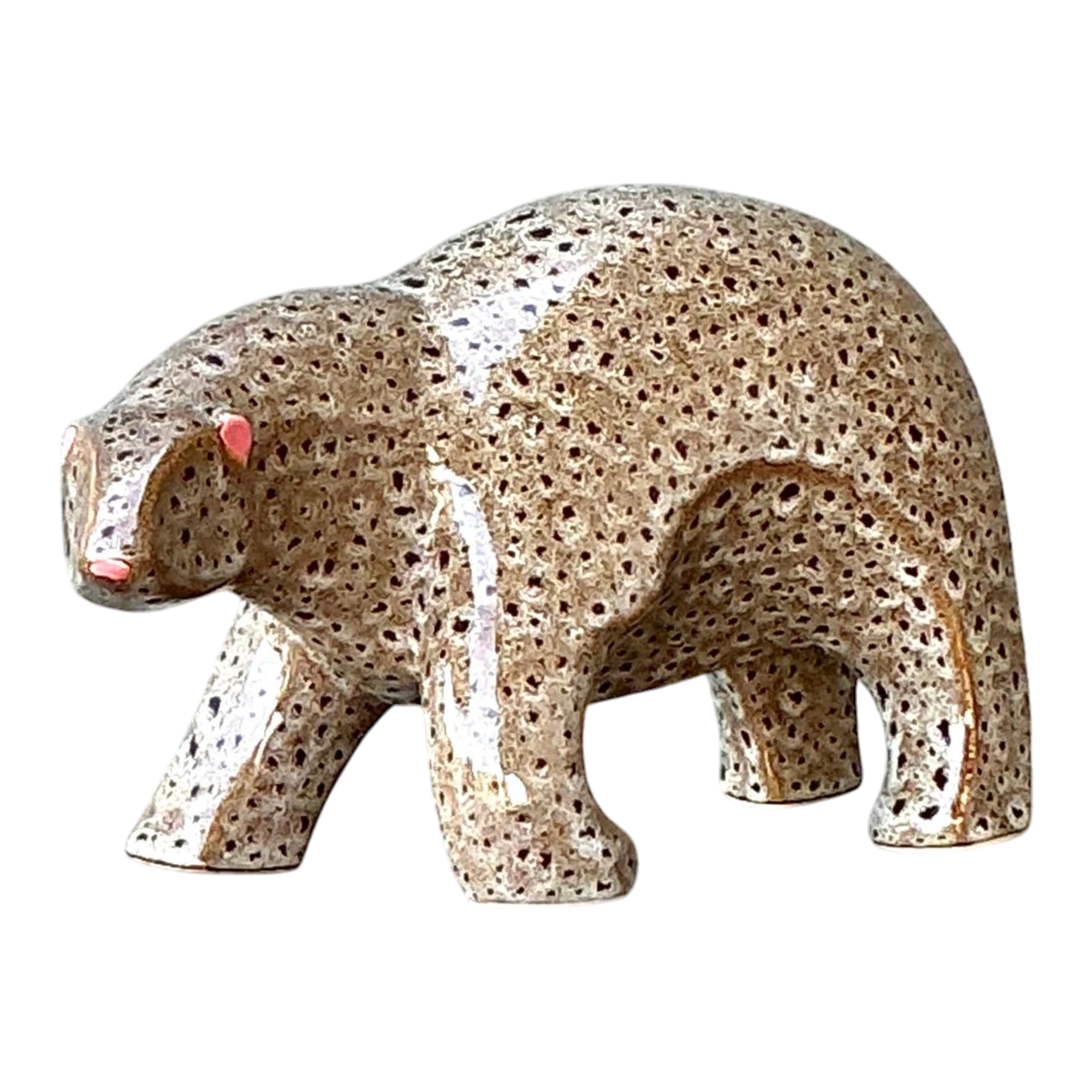 Vintage Boho Glazed Ceramic Polar Bear