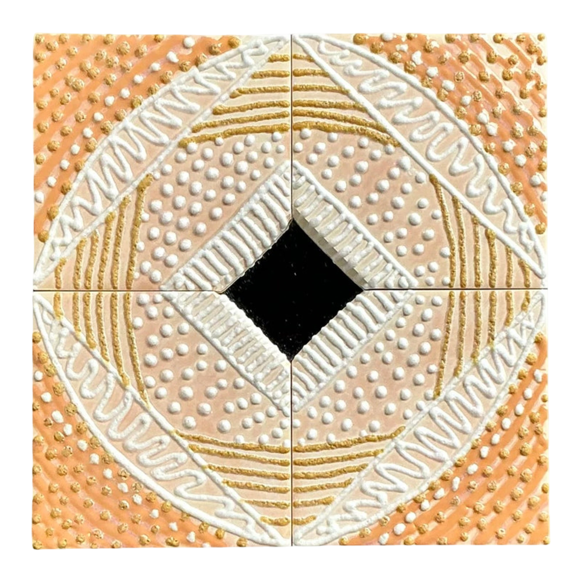 Vintage Boho Glazed Ceramic Tile Mirror