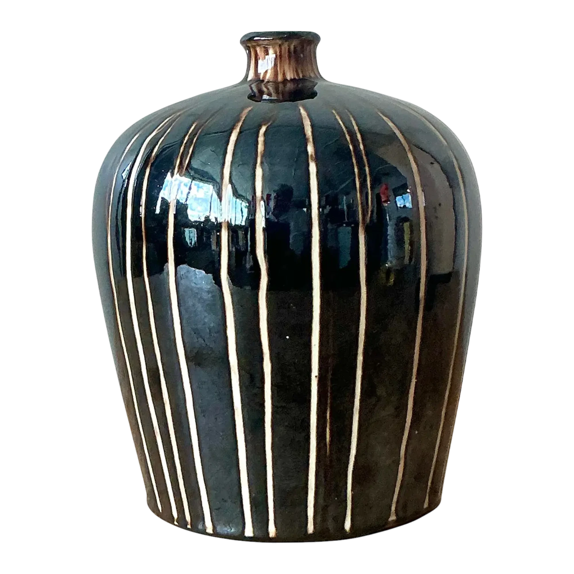 Vintage Boho Glazed Ceramic Vase - Ceramic, 14W x 22H