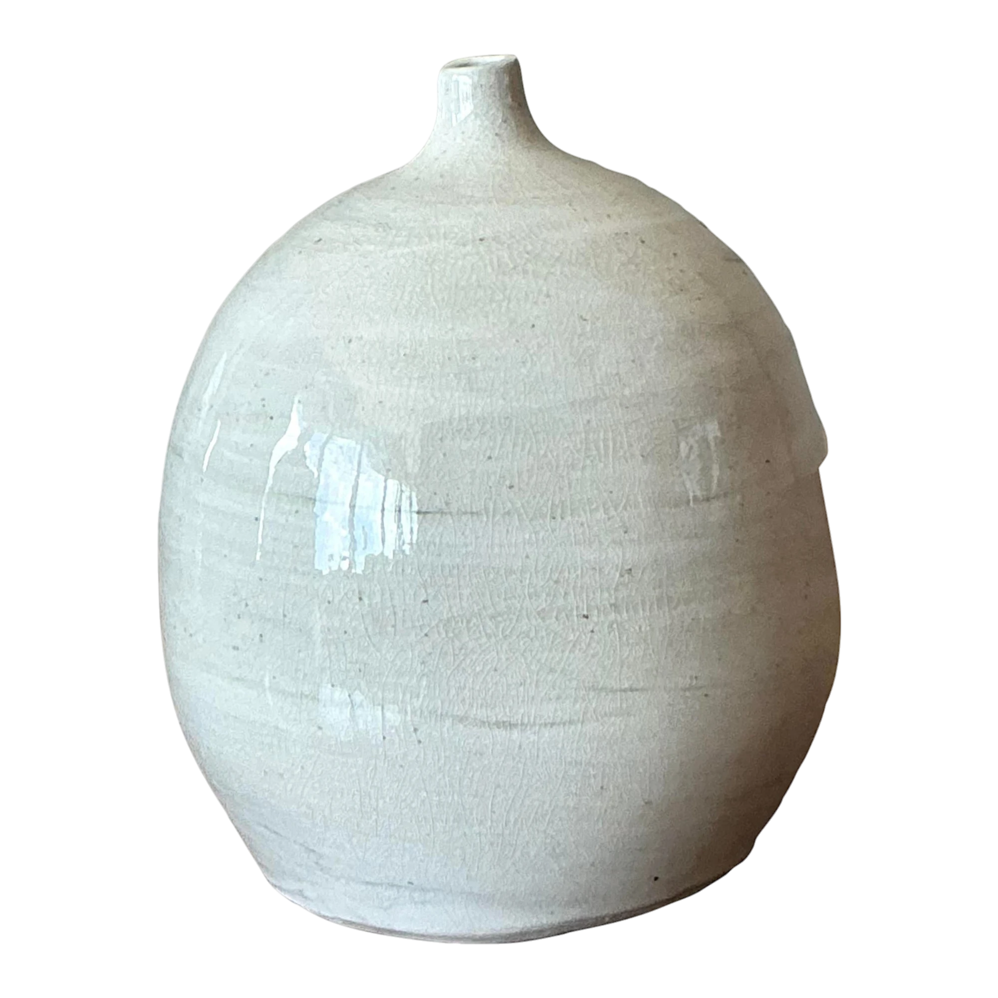 Vintage Boho Glazed Ceramic Vase - Ceramic, 3.75W x 4.5H