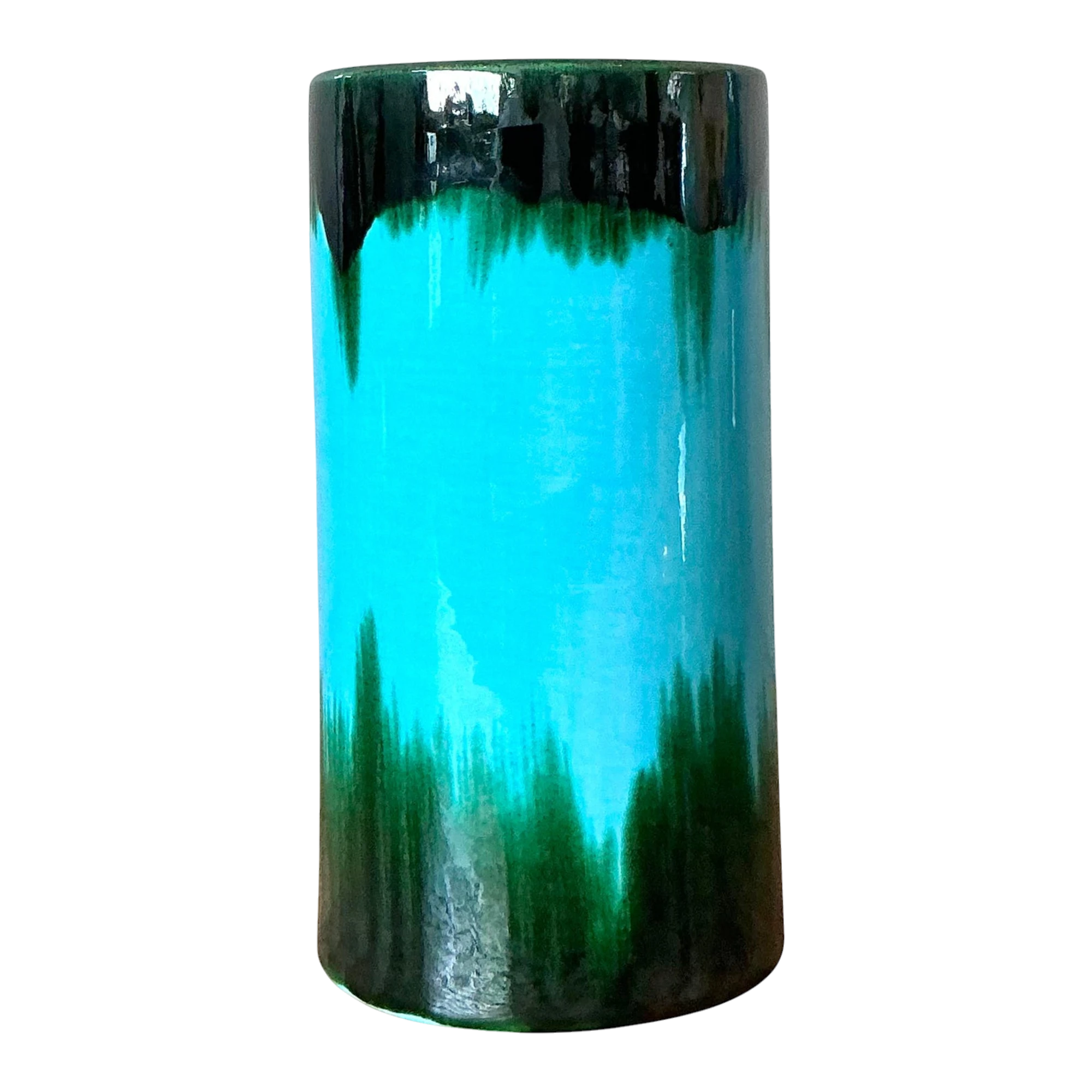 Vintage Boho Glazed Ceramic Vase - Ceramic, 4W x 8H