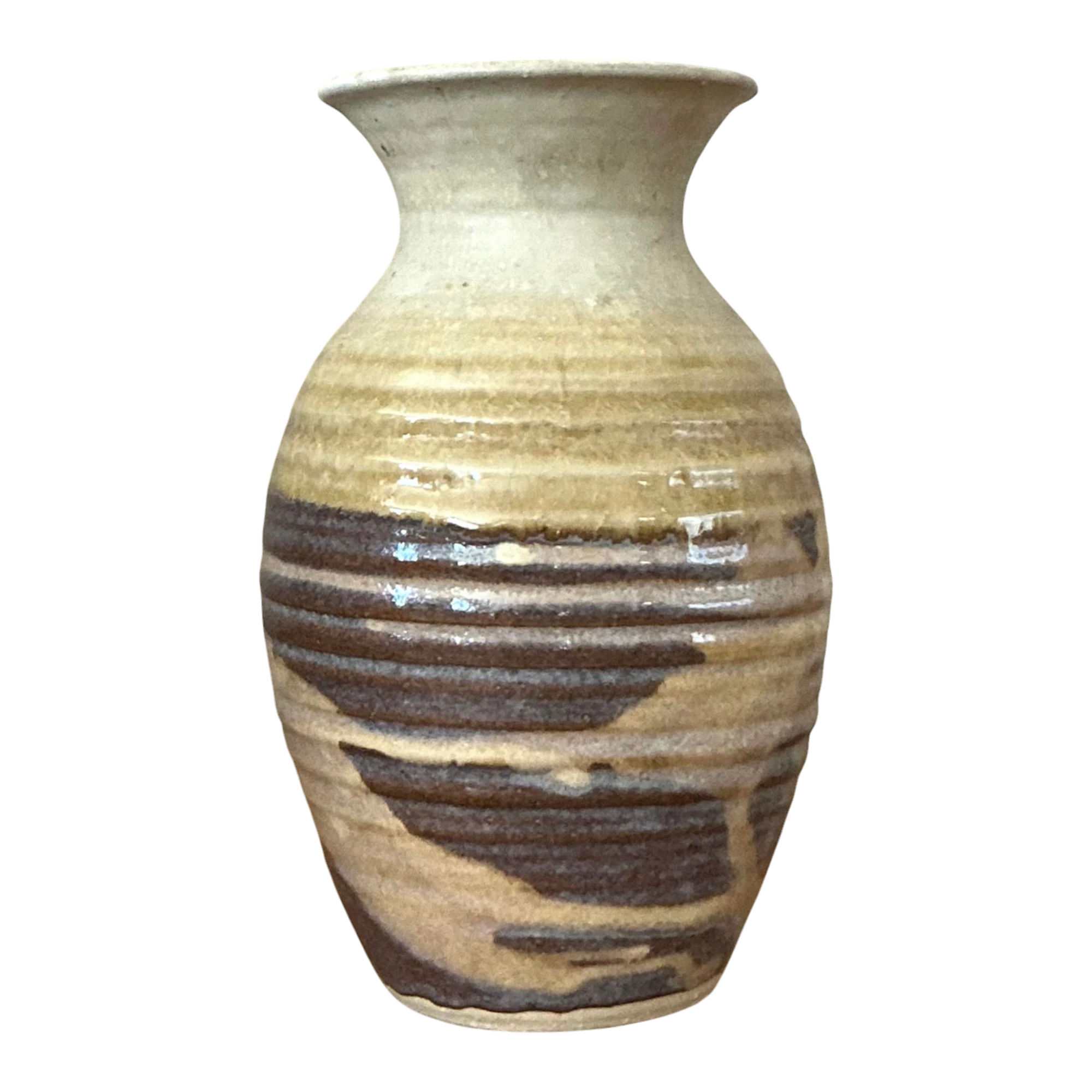 Vintage Boho Glazed Ceramic Vase - Ceramic, 5.5W x 9.5H