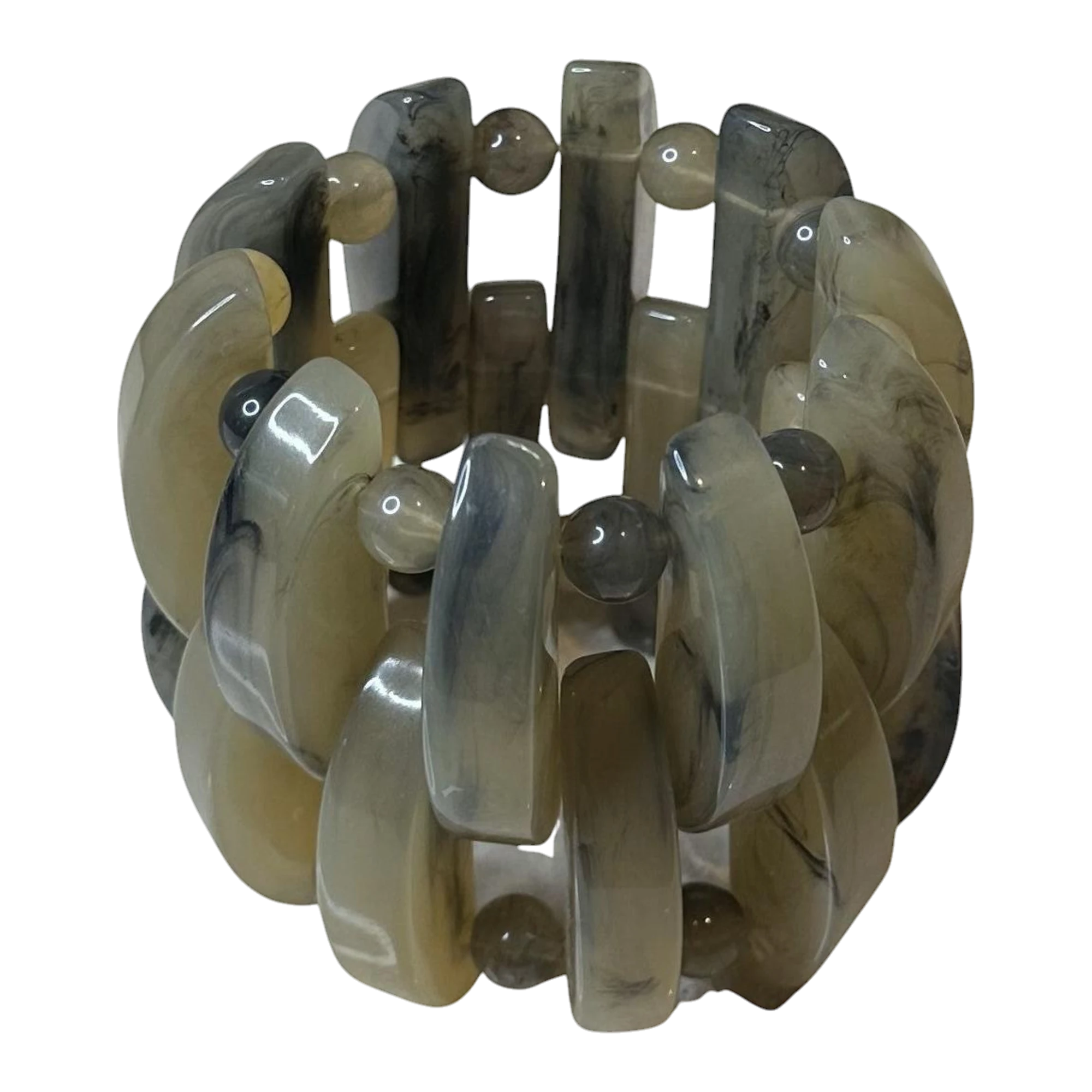 Vintage Boho Gray Lucite Stretch Bracelet