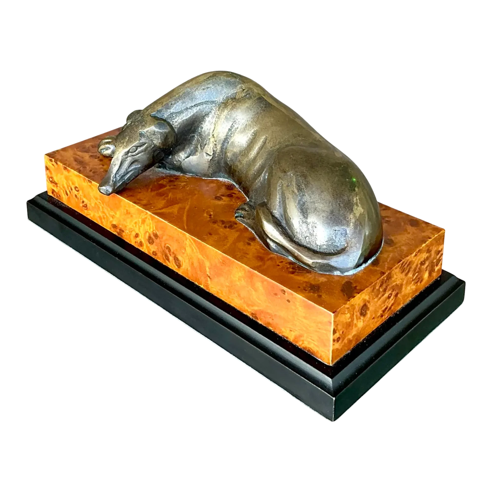 Vintage Boho Greyhound on Burl Plinth