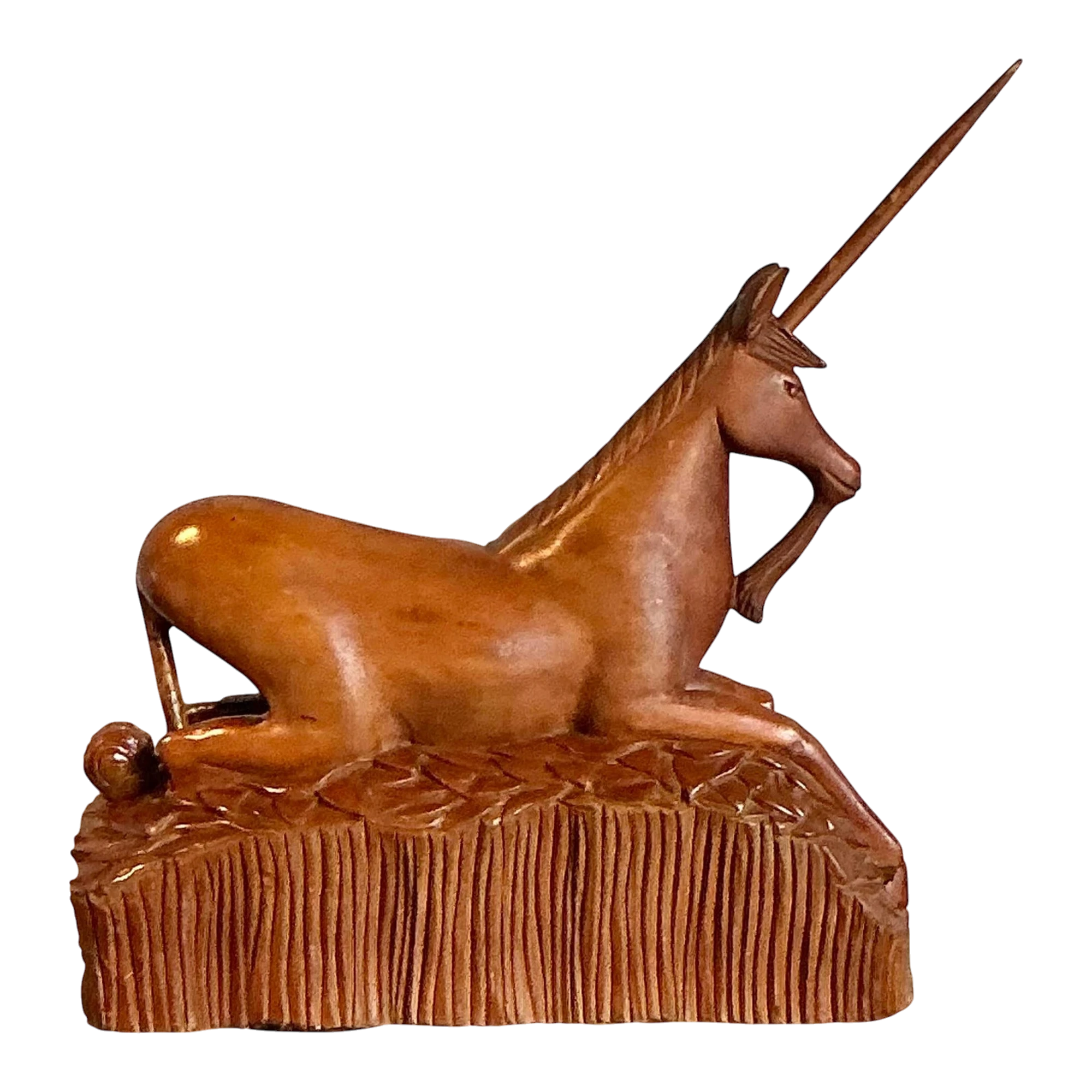 Vintage Boho Hand Carved Wooden Unicorn