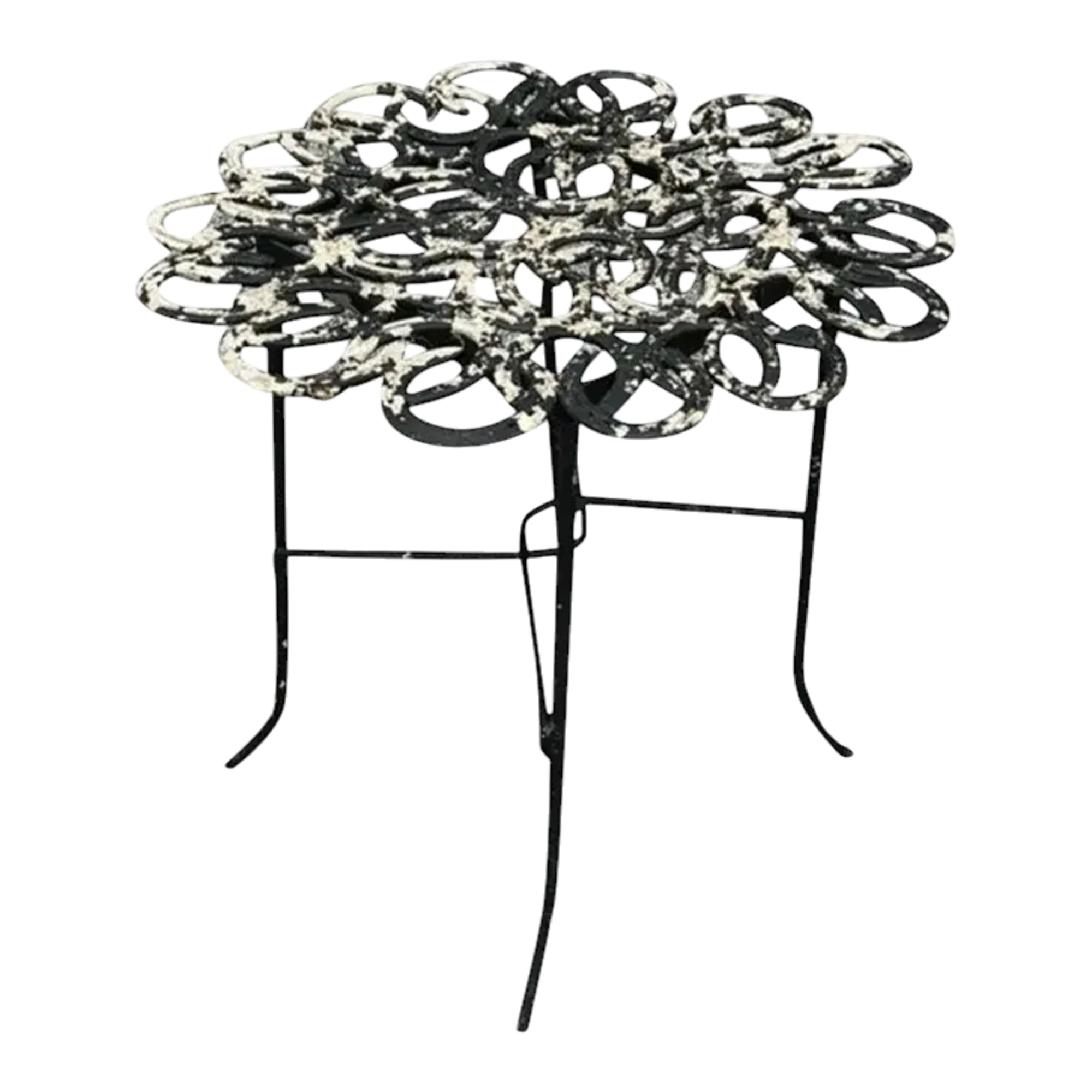 Vintage Boho Hand Forged Horseshoe Table