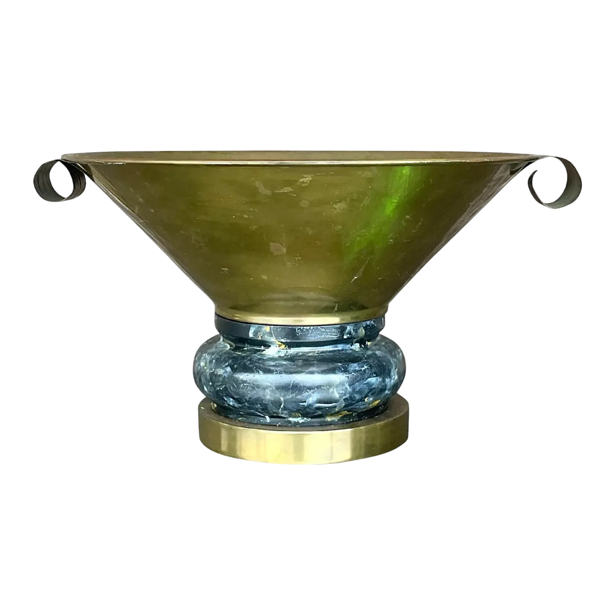 Vintage Boho Hand Painted Brass Centerpiece Bowl