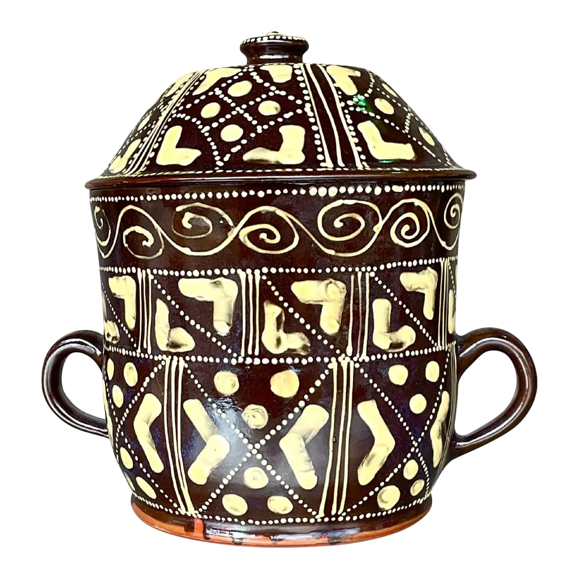 Vintage Boho Hand Painted Ceramic Chocolate Pot
