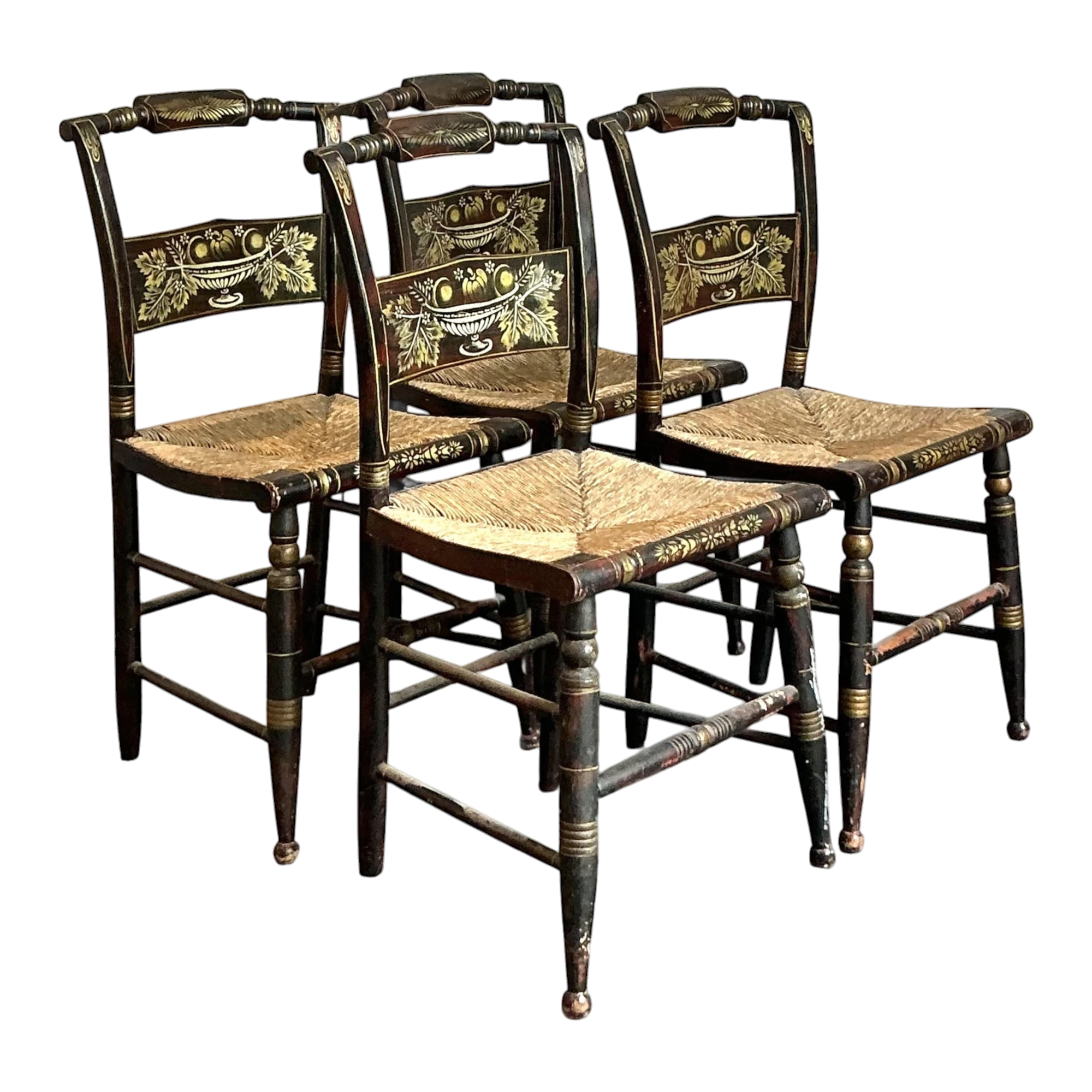 Vintage Boho Hand Painted Hitchcock Chairs - Set of Four — additional photo 1