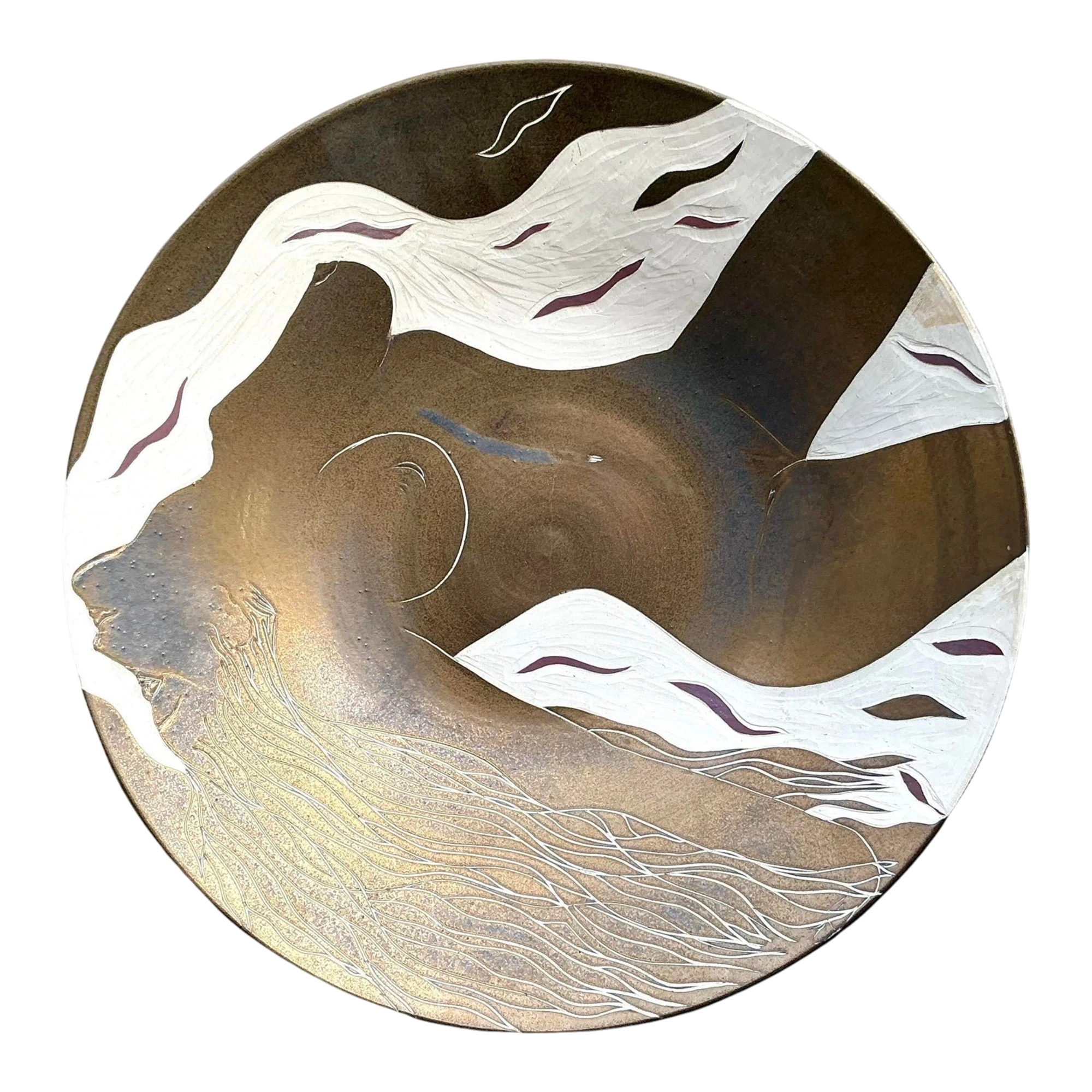 Vintage Boho Hand Painted Nude Ceramic Bowl