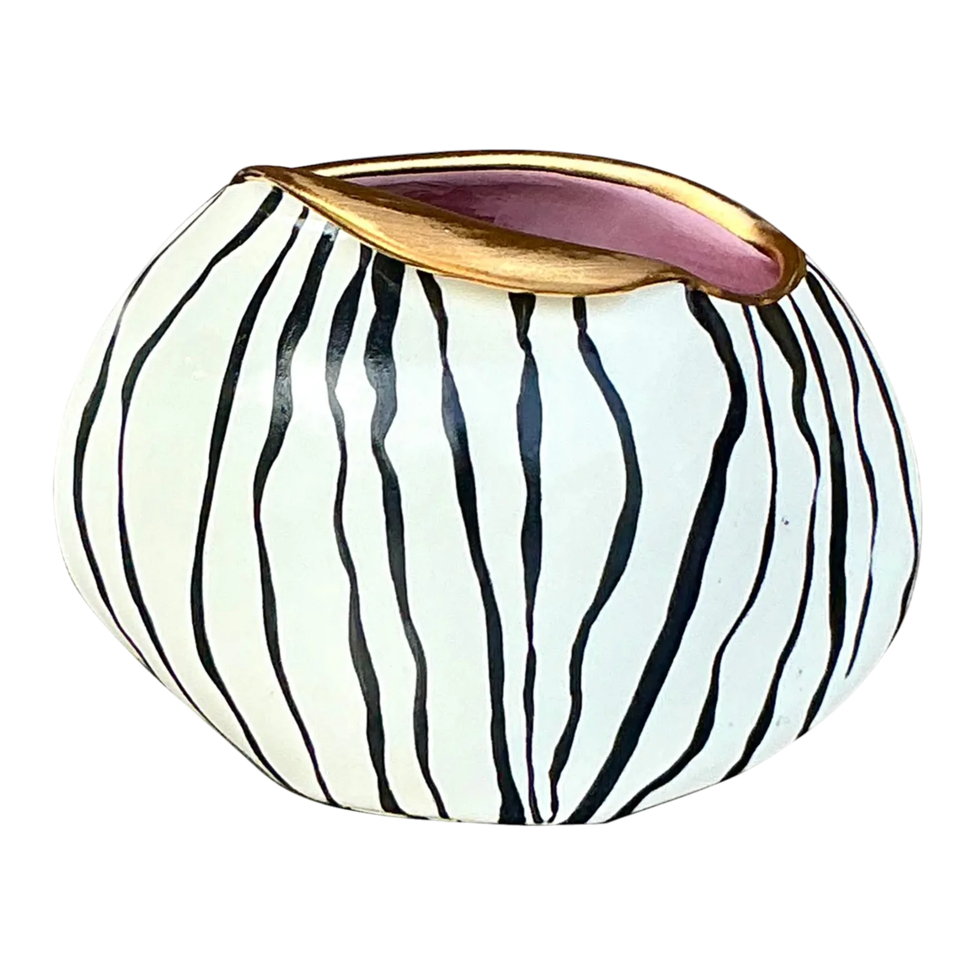 Vintage Boho Hand Painted Stripes Vase