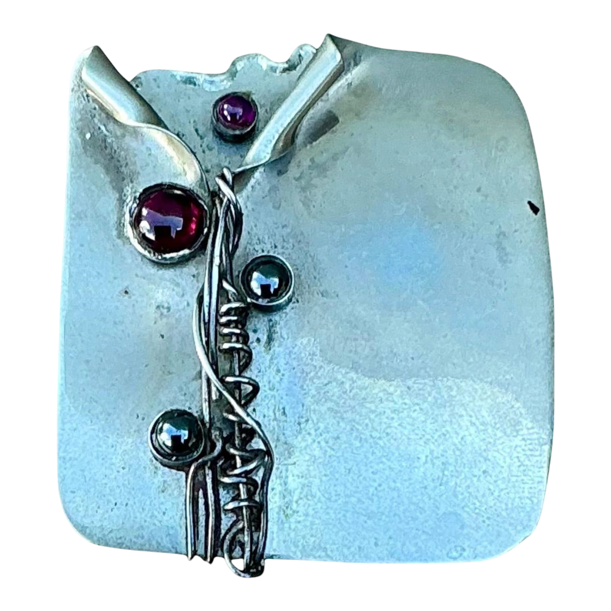 Vintage Boho Handmade Sterling Silver Modernist Brooch