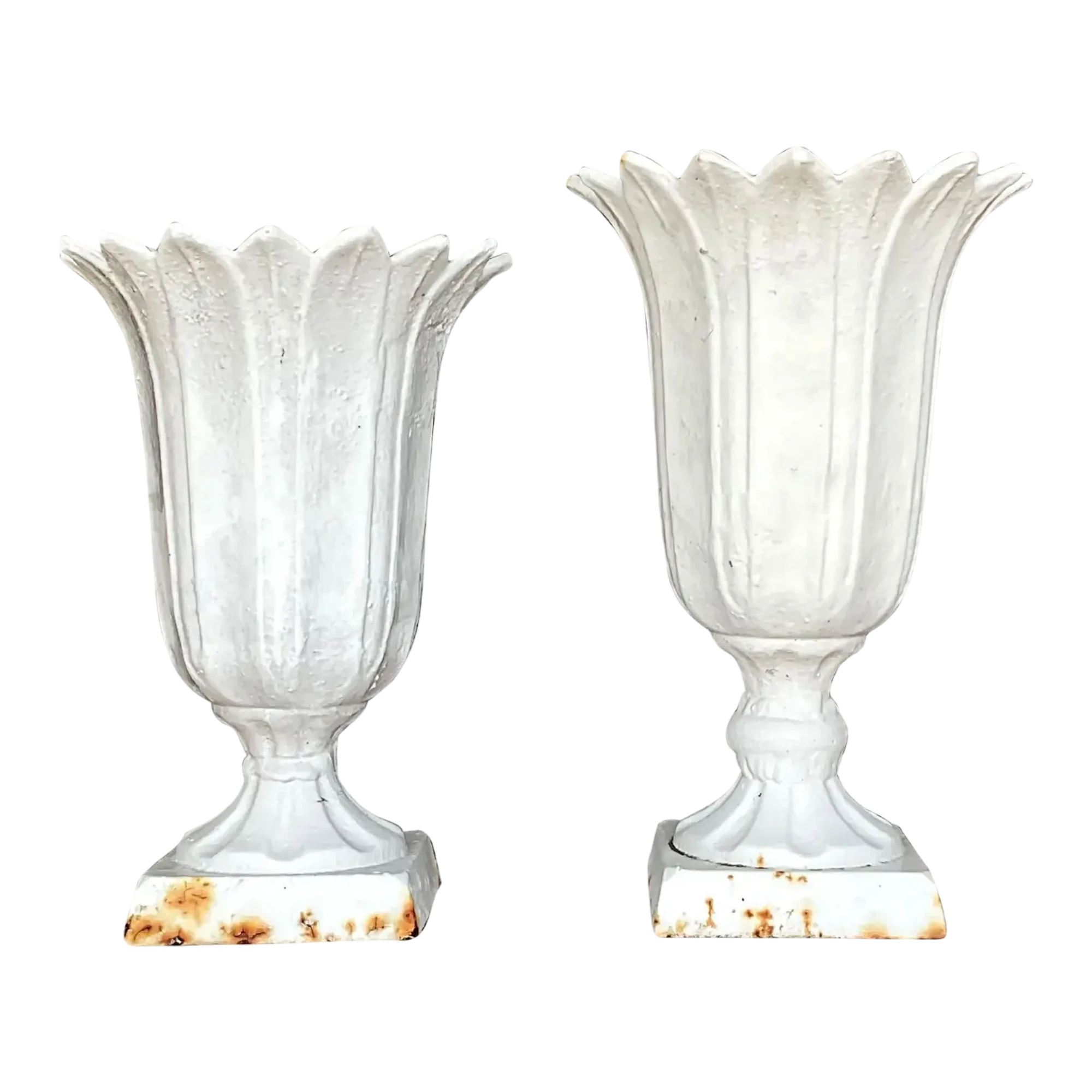 Vintage Boho Henderson Iron Works Petal Urns - Set of Two