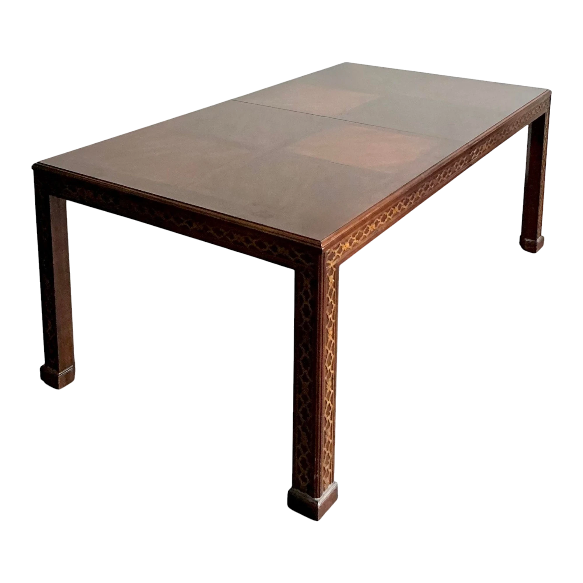 Vintage Boho Henredon Carved Fretwork Extendable Dining Table