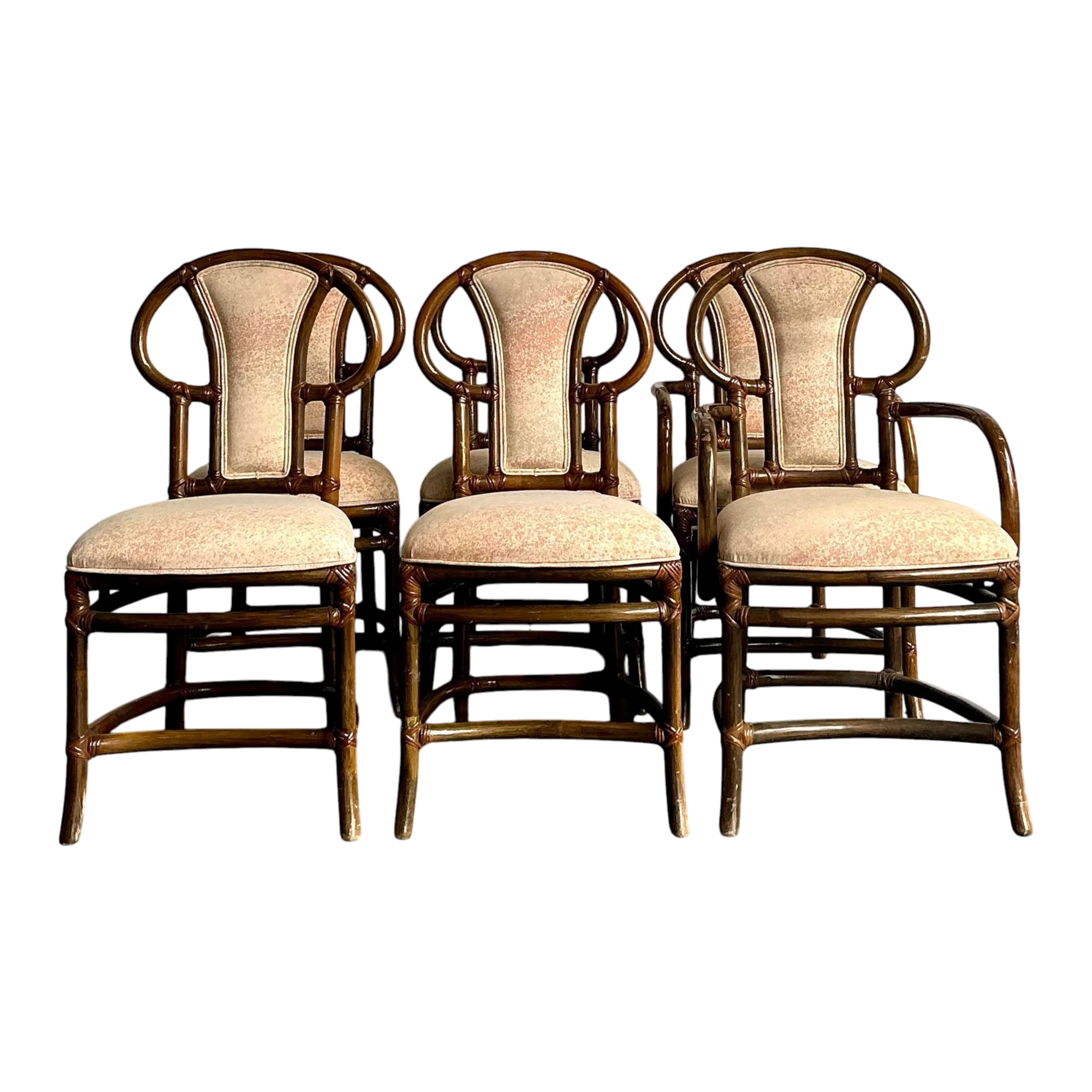 Vintage Boho Henry Olko for Willow and Reed Bent Rattan Dining Chairs - Set of 6