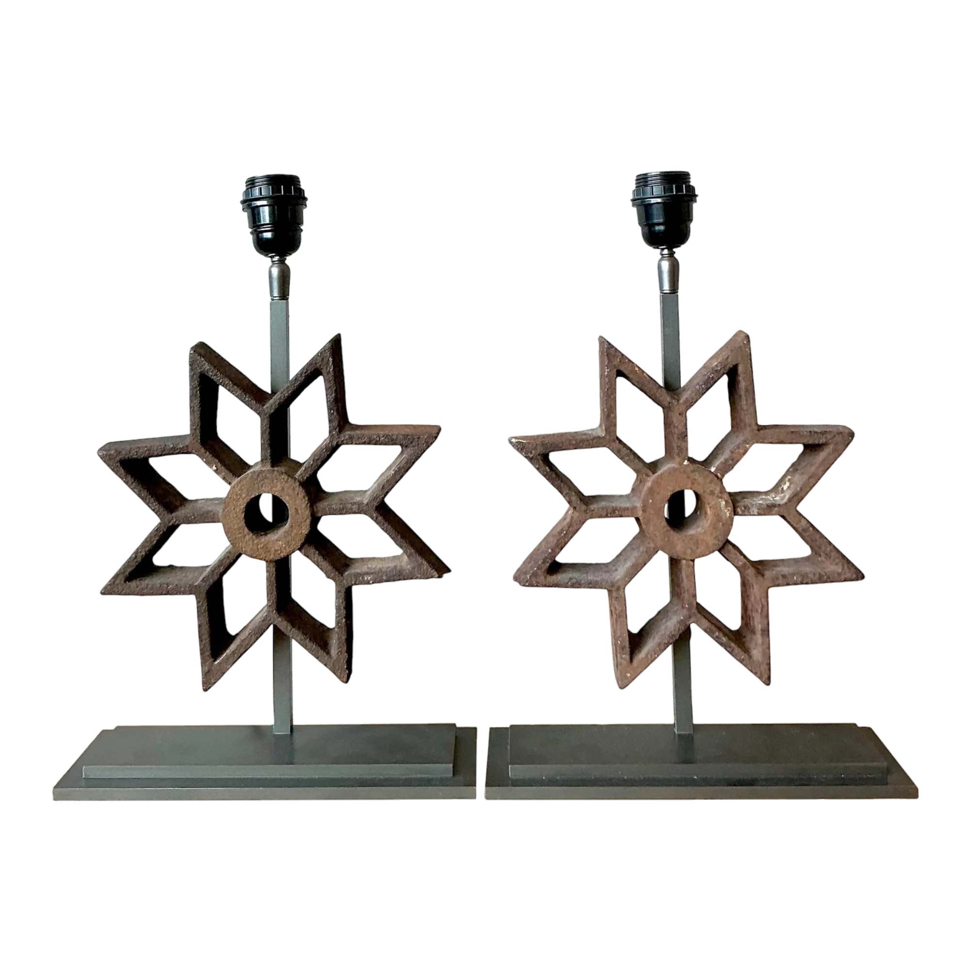 Vintage Boho Industrial Star Mold Lamps - A Pair