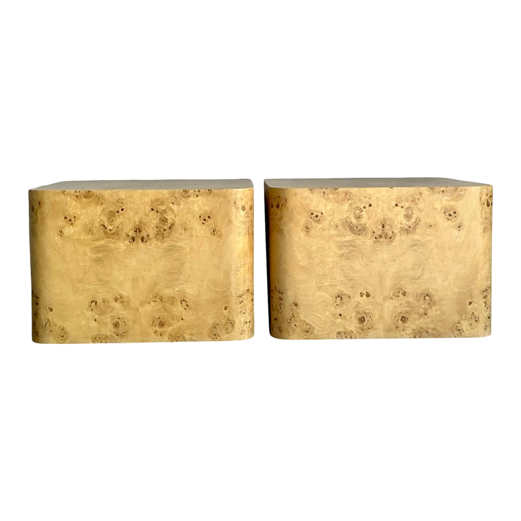 Vintage Boho Intrex Burl Wood Side Table - A Pair