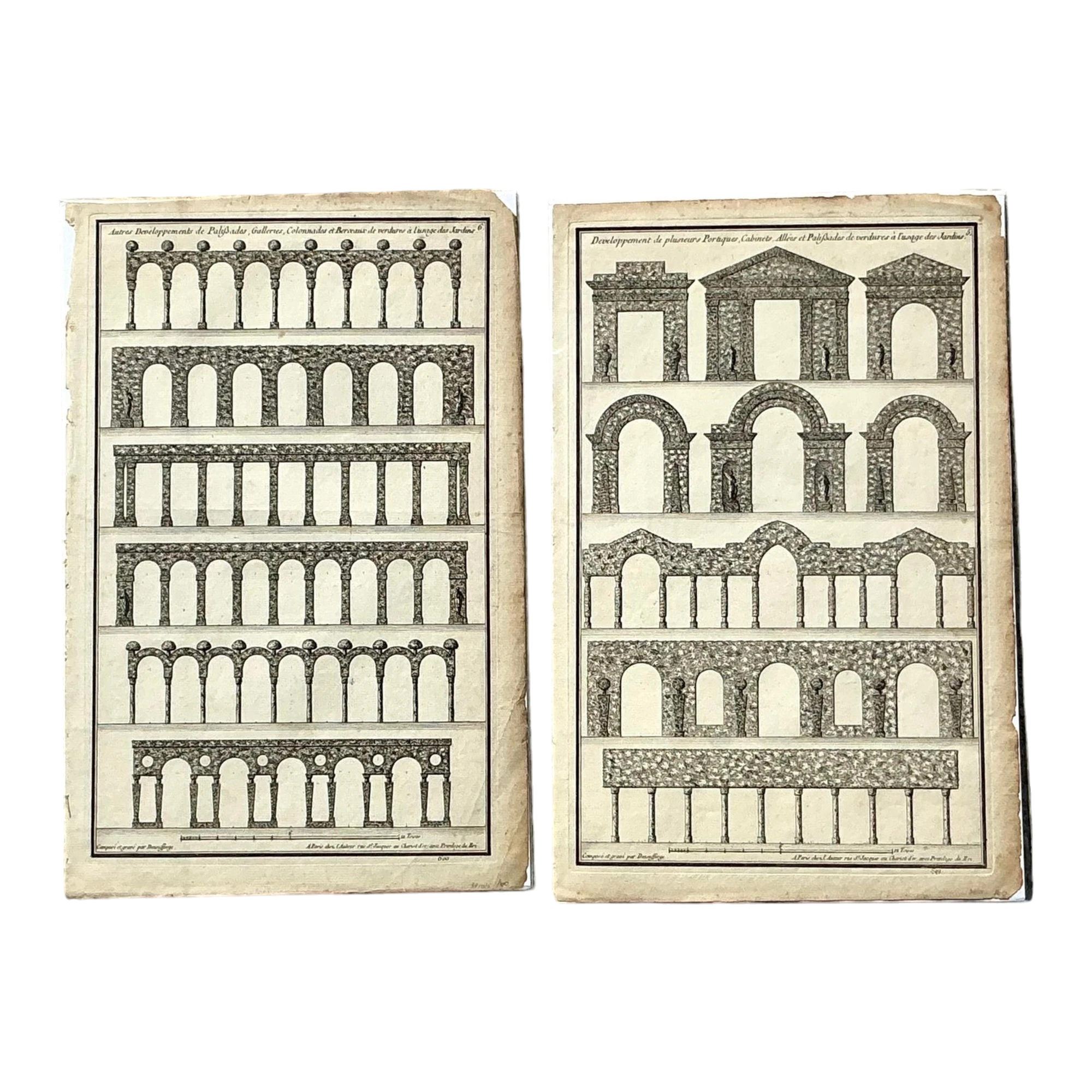 Vintage Boho Italian Architectural Arches Original Prints - Set of 2