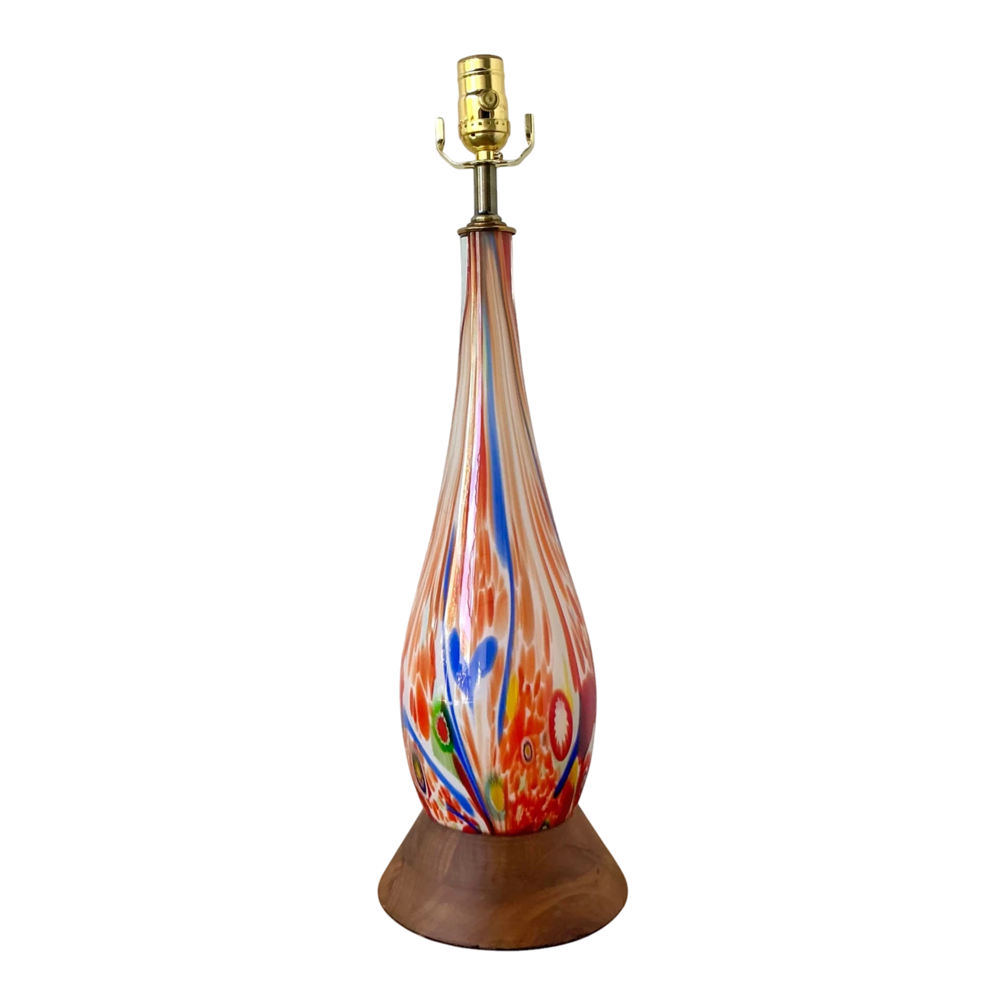 Vintage Boho Italian Glass Lamp - Glass, 6.5W x 22.25H