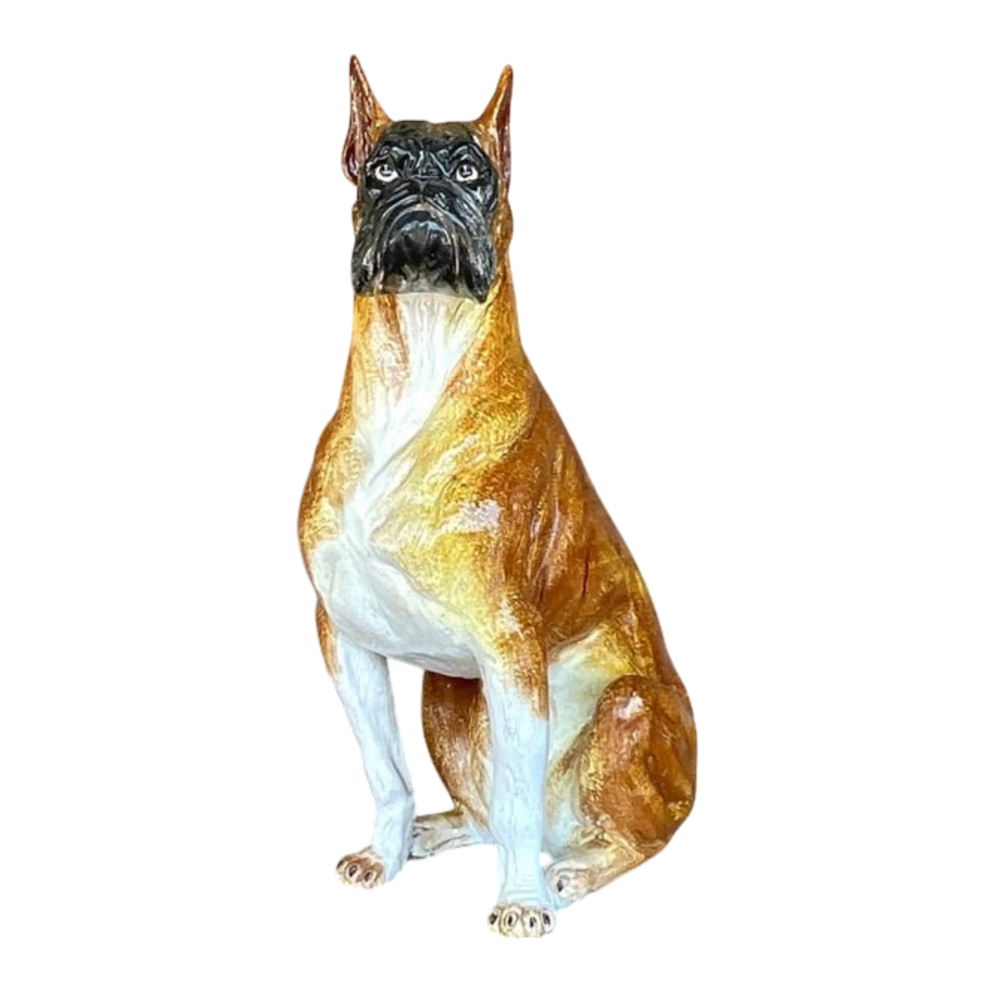 Vintage Boho Italian Glazed Ceramic Boxer