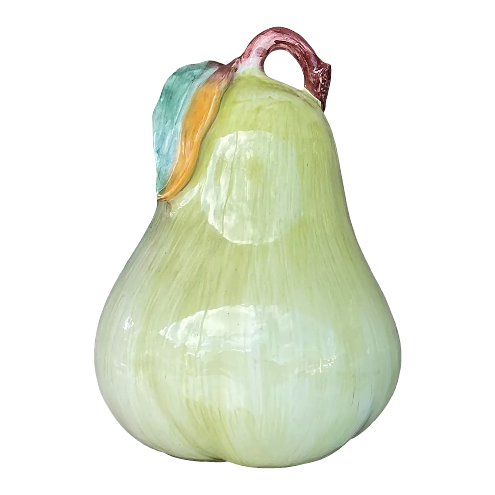 Vintage Boho Italian Large Glazed Ceramic Pear