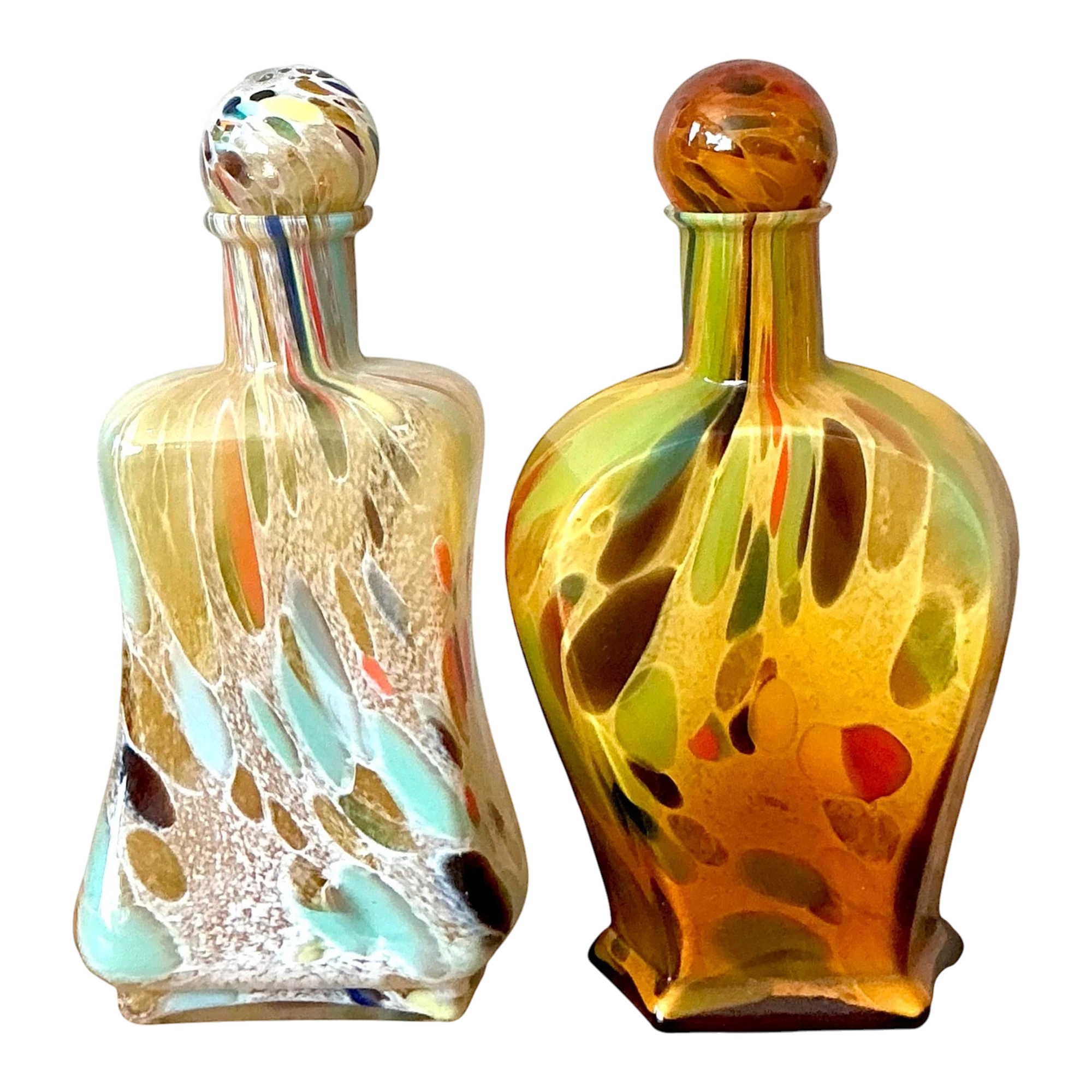 Vintage Boho Italian Murano Glass Bottles - Set of 2 — additional photo 1